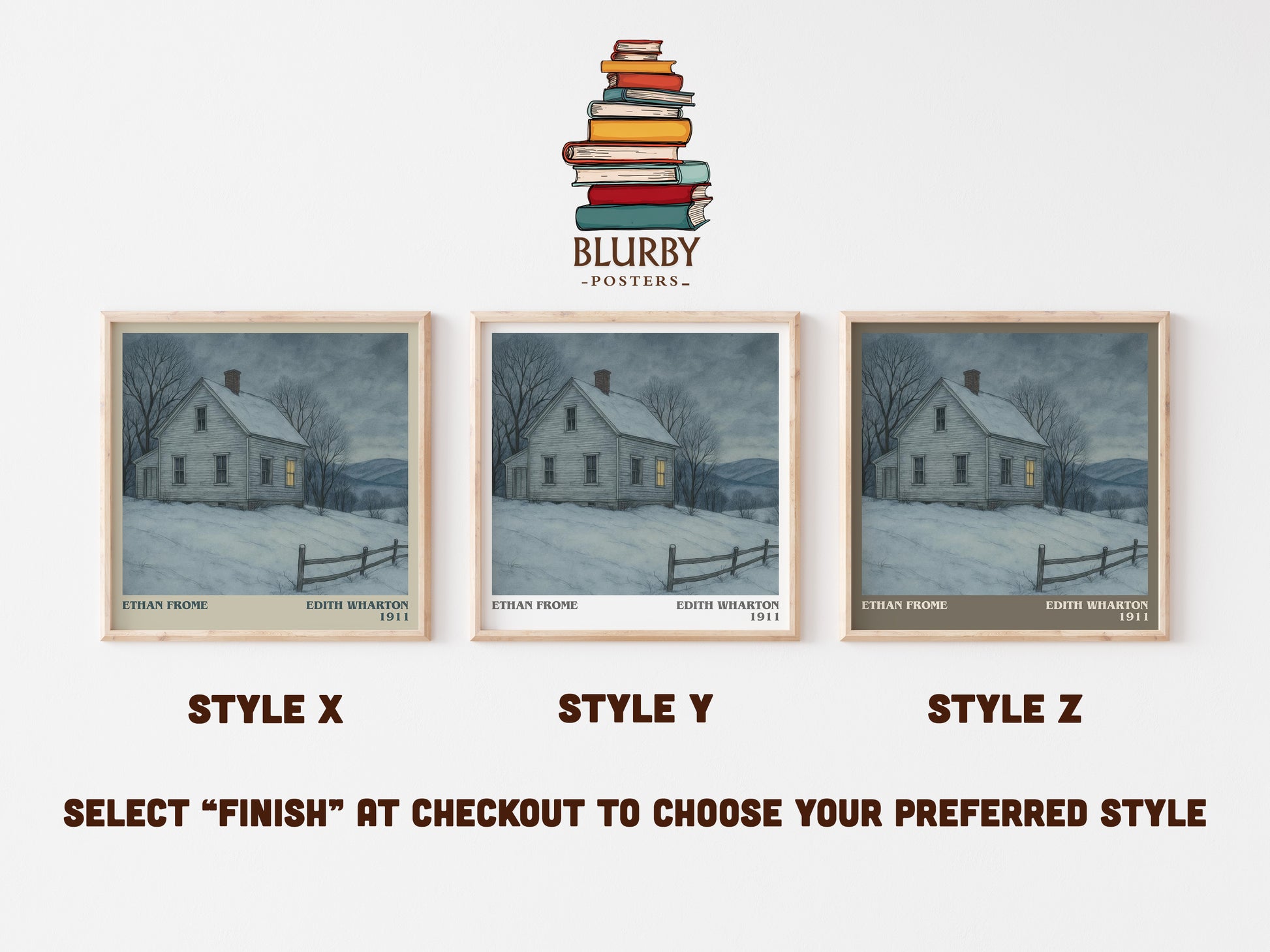 Ethan Frome literary print in frame leaning in hallway – classic literature wall art