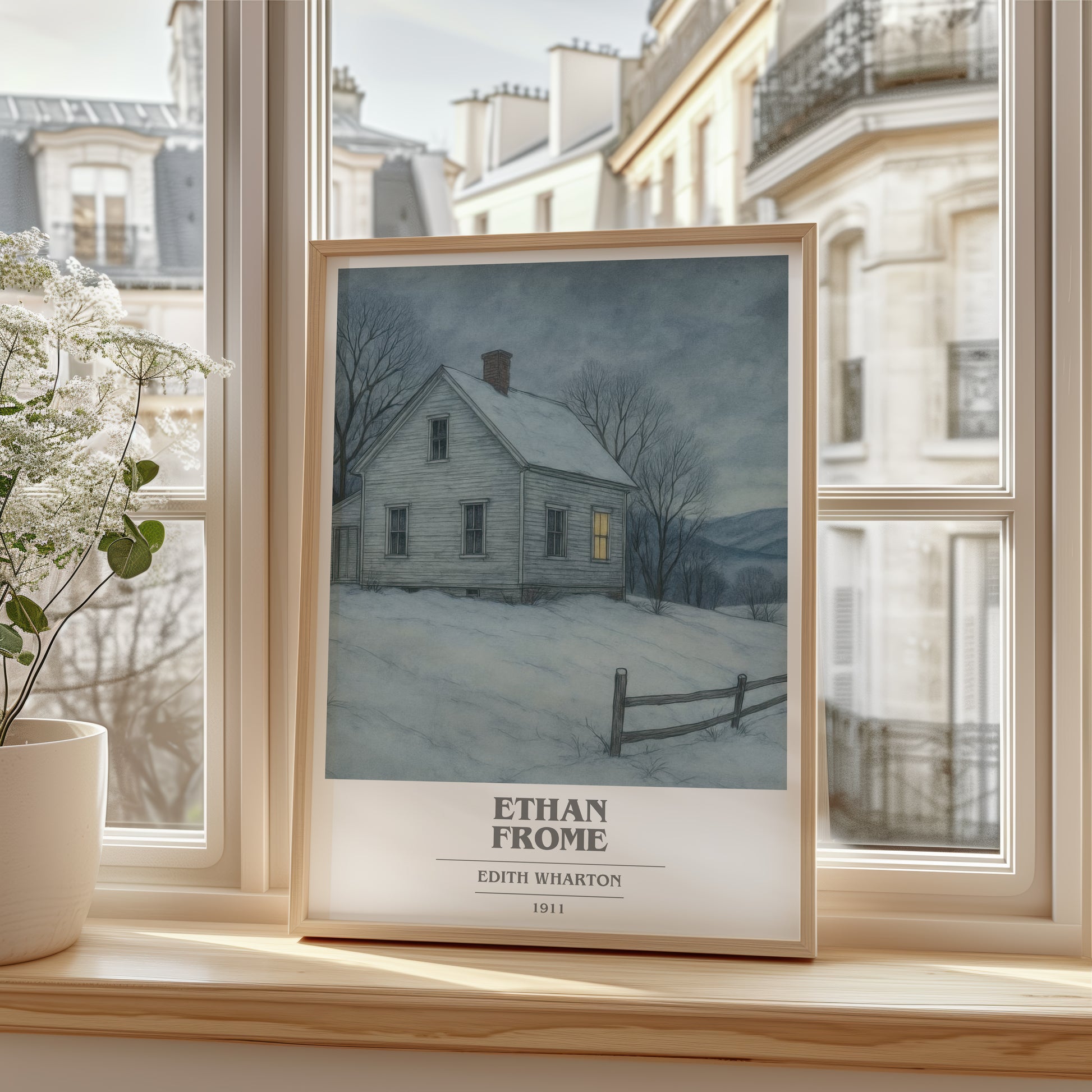 Ethan Frome book cover poster colour and style options – Edith Wharton book art