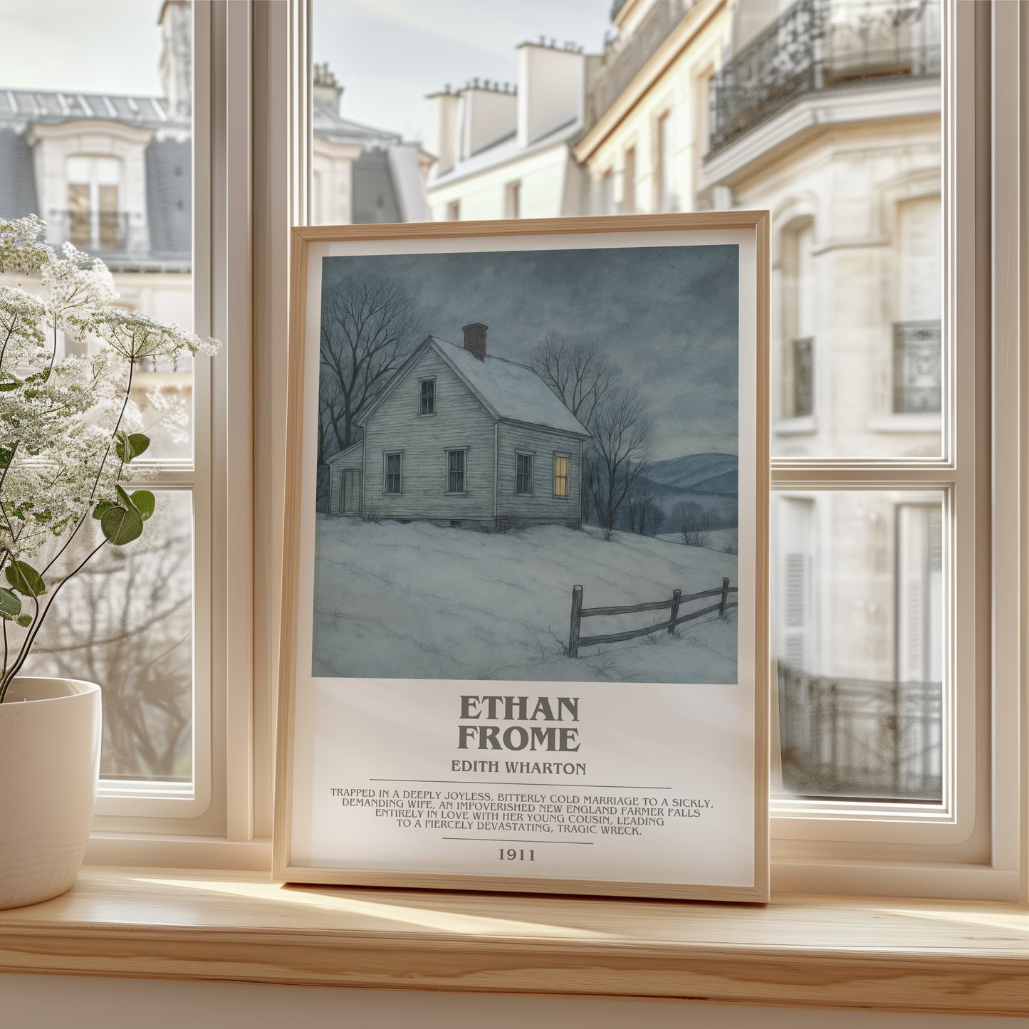 Ethan Frome bookish poster colour and style options – Edith Wharton book art