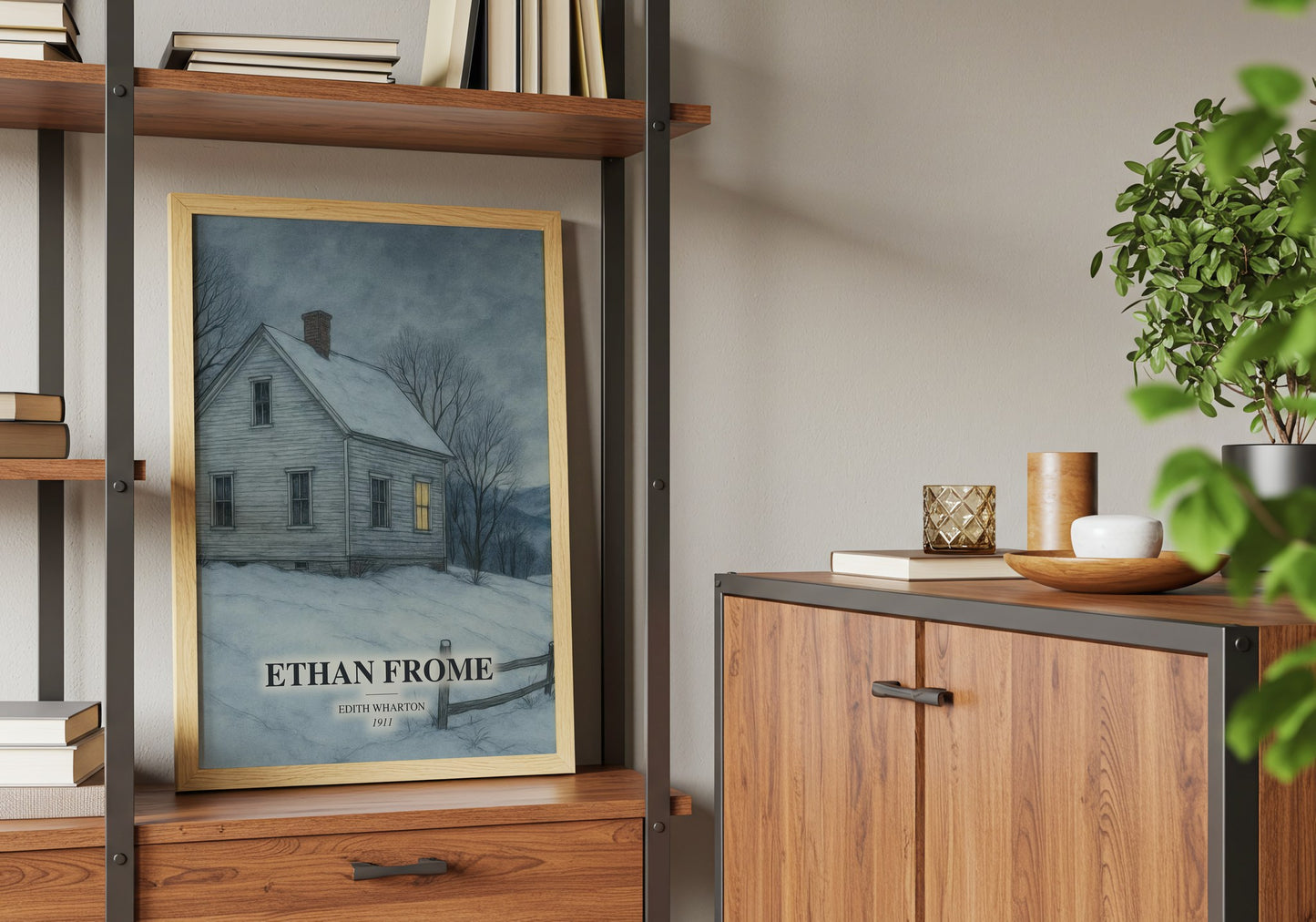 Ethan Frome book watercolour illustration paper finish options – matte satin gloss