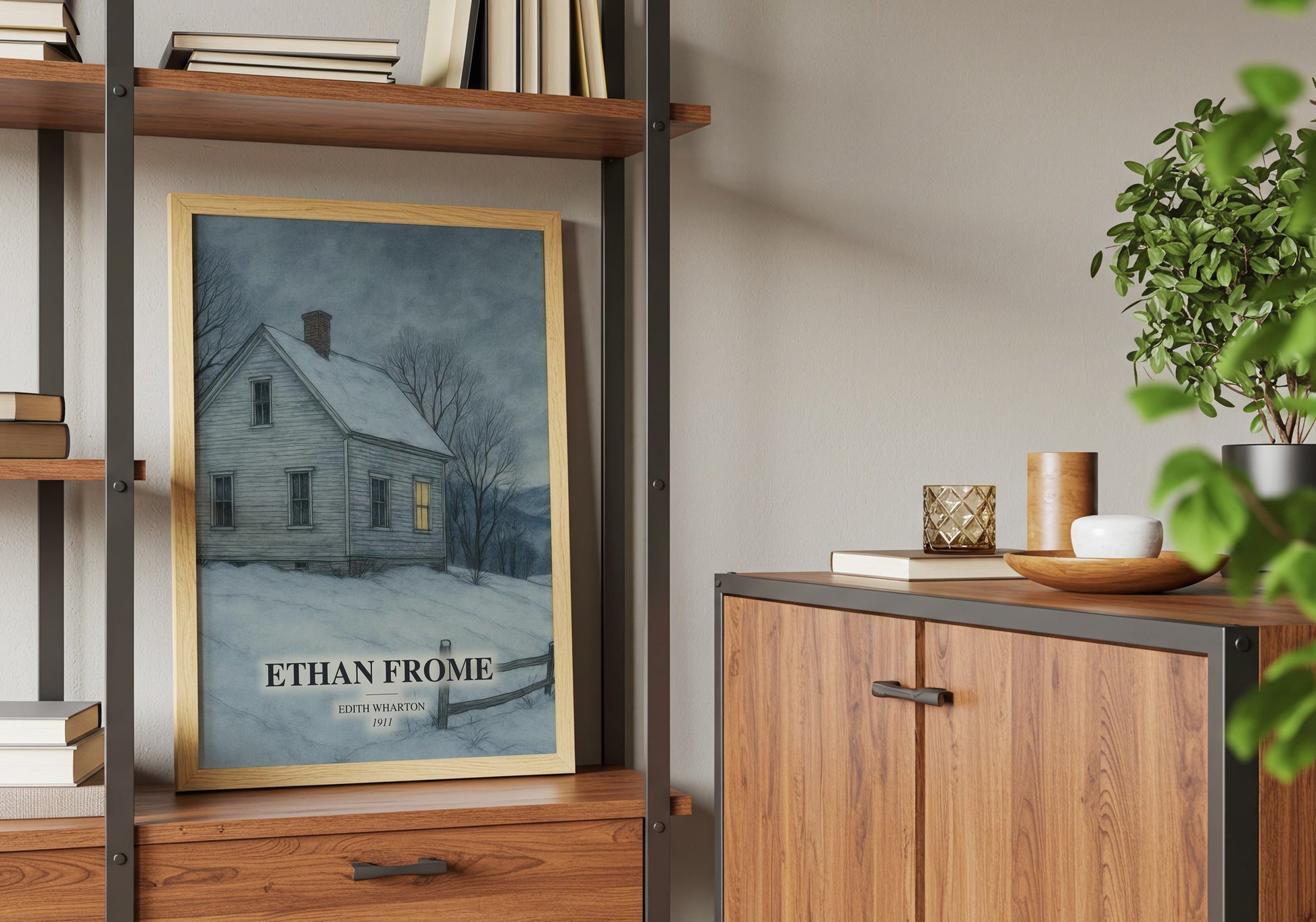 Ethan Frome book watercolour illustration paper finish options – matte satin gloss