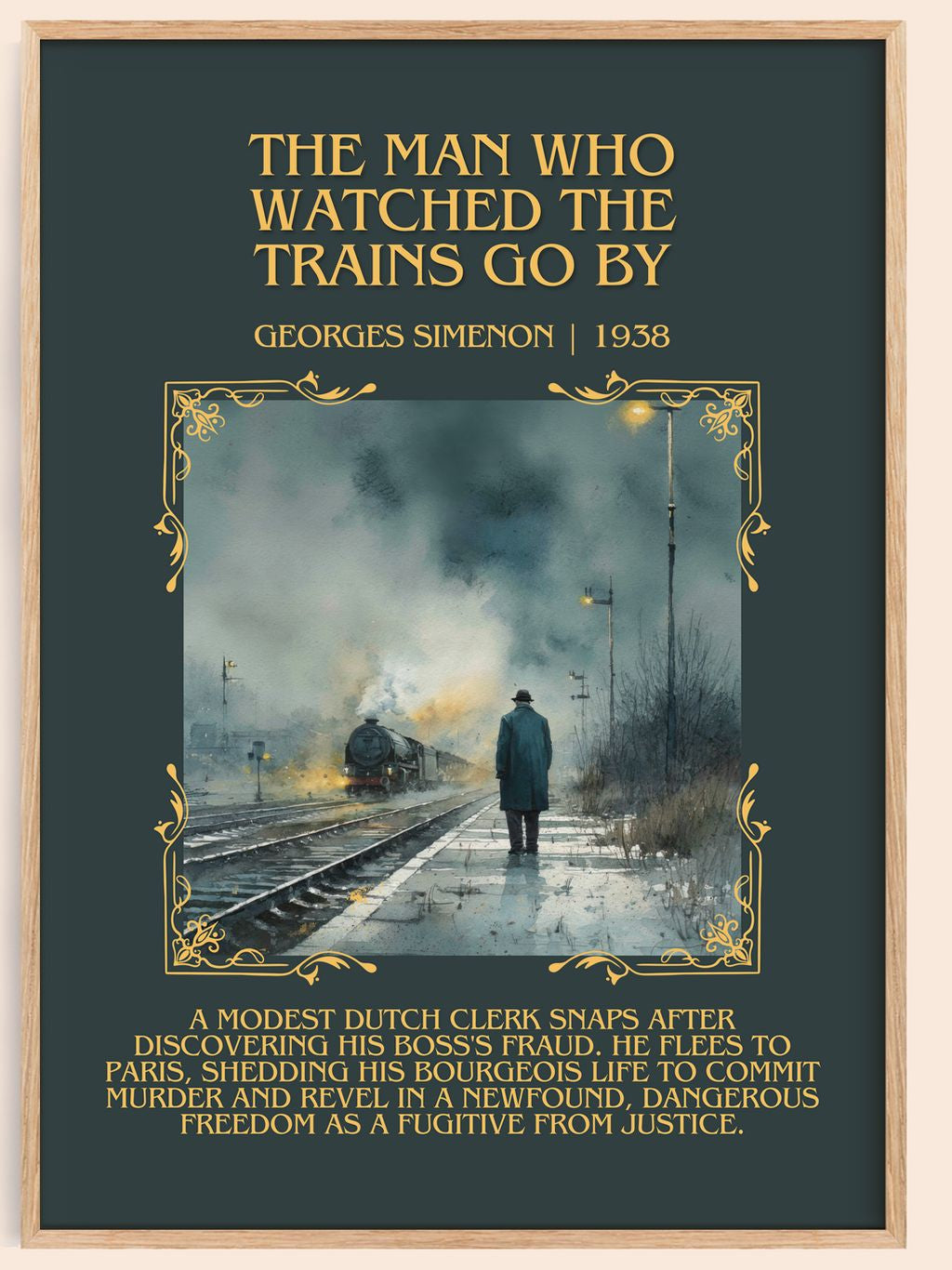 Man Who Watched The Trains Go By Minimalist Book Poster by G. Simenon – book poster
