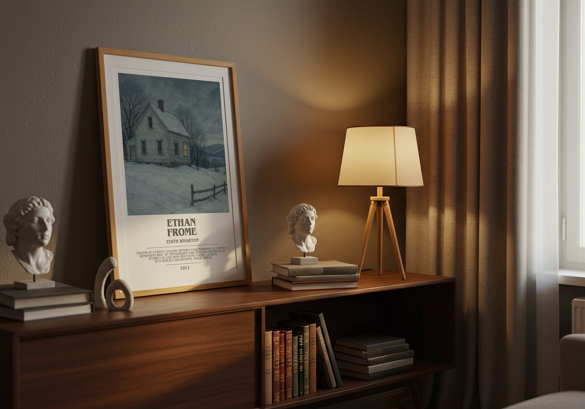 Ethan Frome bookish book poster framed on wall – classic literature wall art