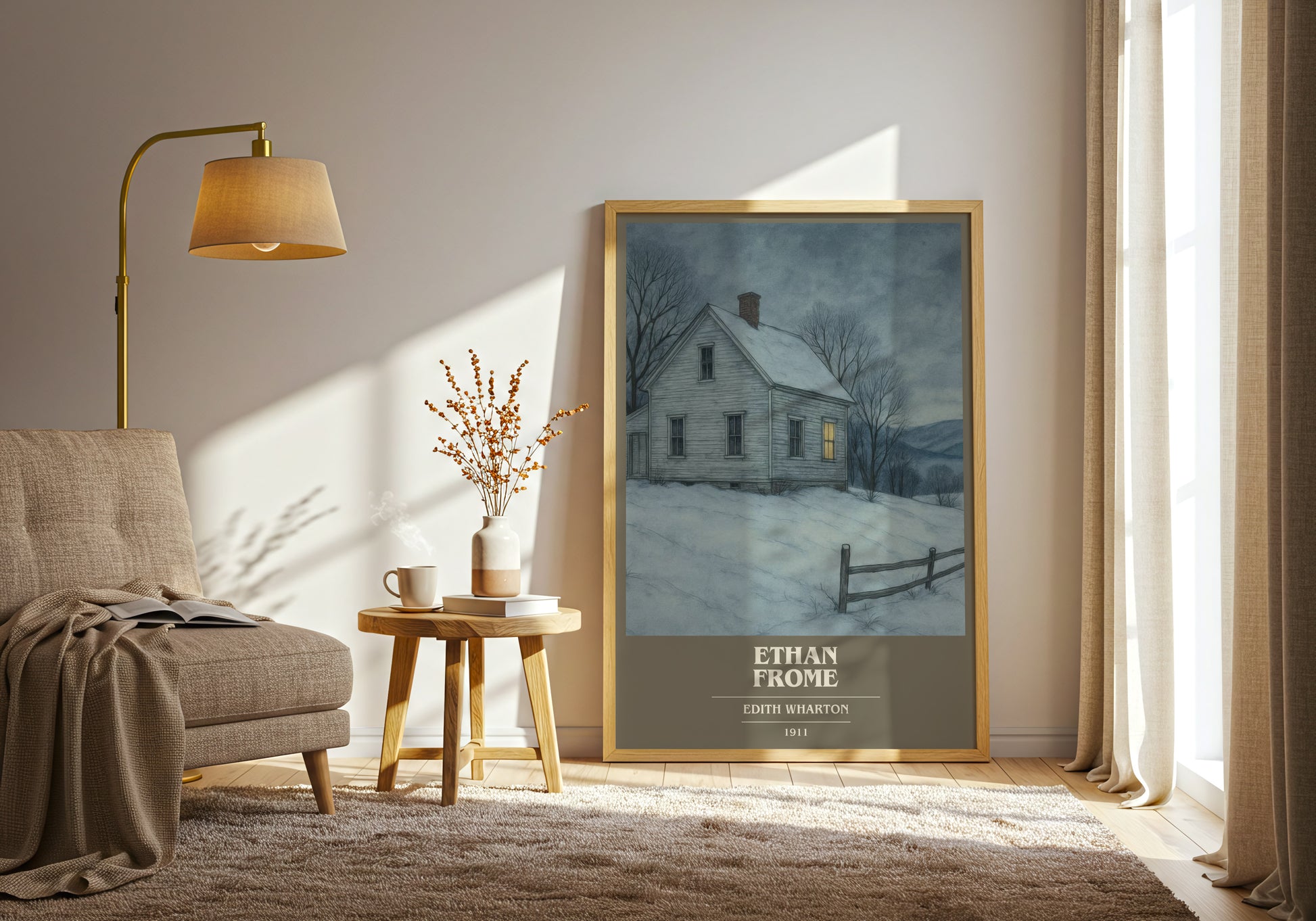 Ethan Frome book cover print on bookshelf – Edith Wharton fan gift