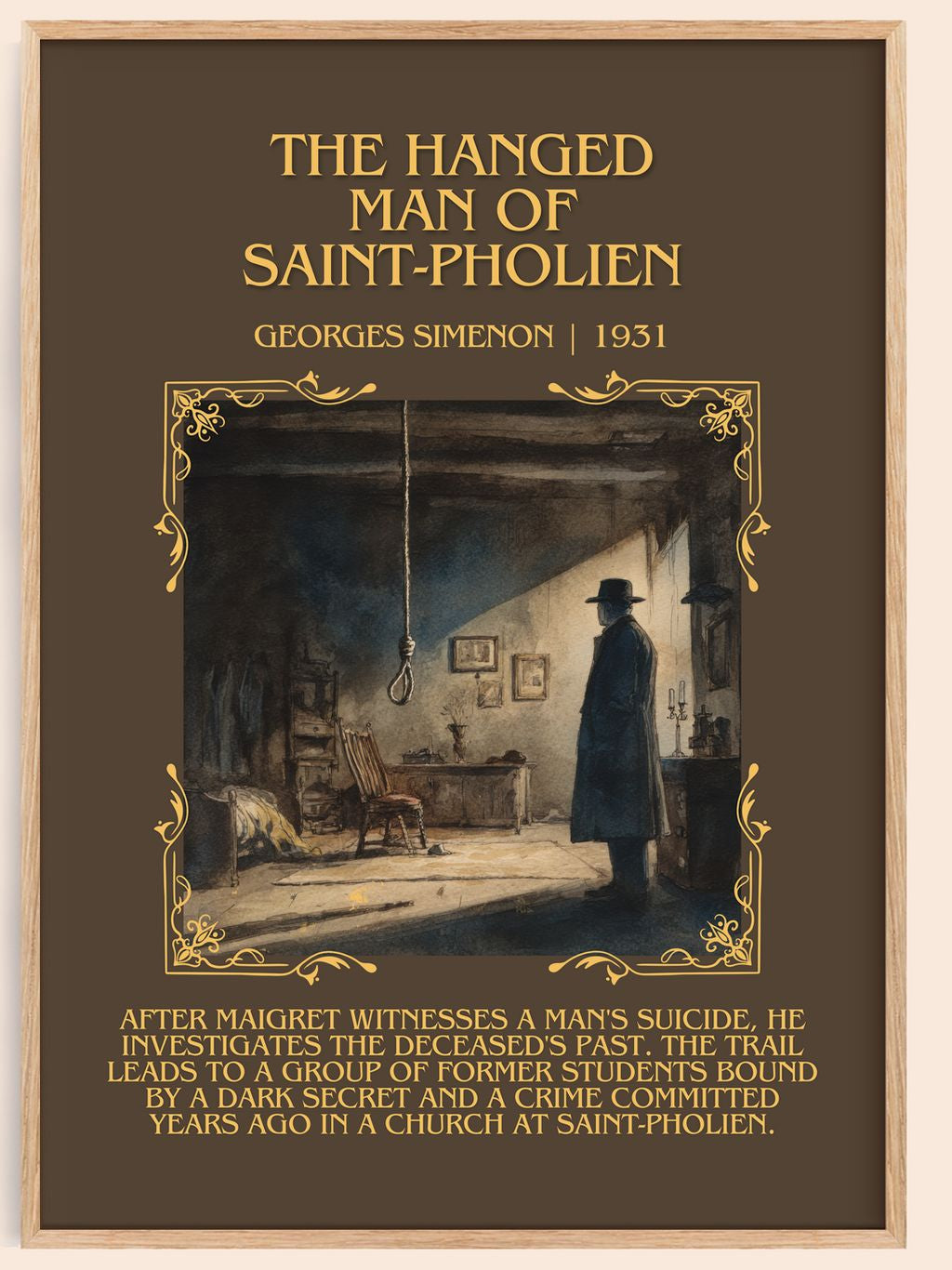 Hanged Man Of Saint-Pholien Minimalist Book Poster by Georges Simenon – book poster