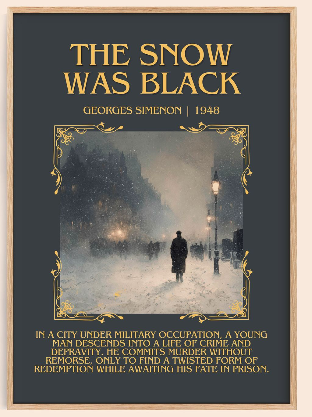 The Snow Was Black Minimalist Book Poster by Georges Simenon – book poster