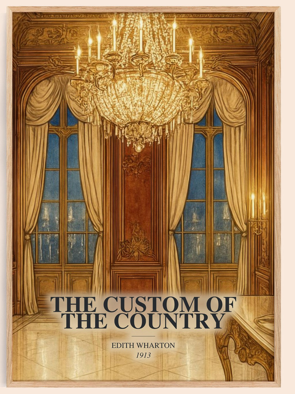 The Custom Of The Country watercolour book poster by Edith Wharton – framed literary art print