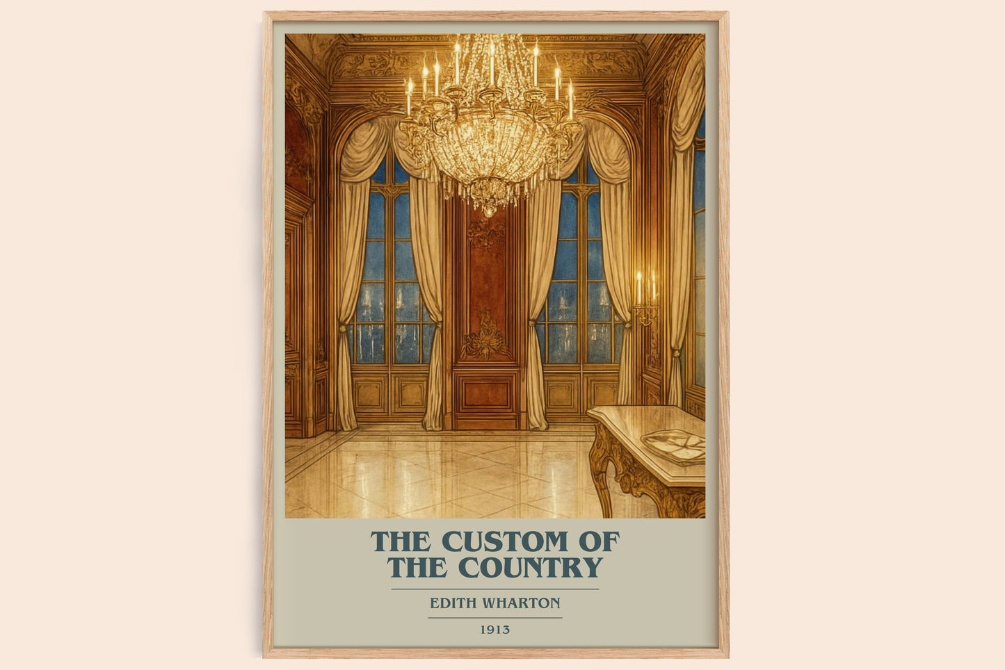 The Custom Of The Country book cover book poster by Edith Wharton – framed literary art print