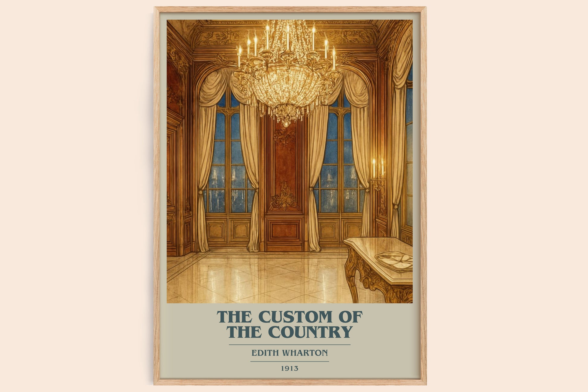 The Custom Of The Country book cover book poster by Edith Wharton – framed literary art print