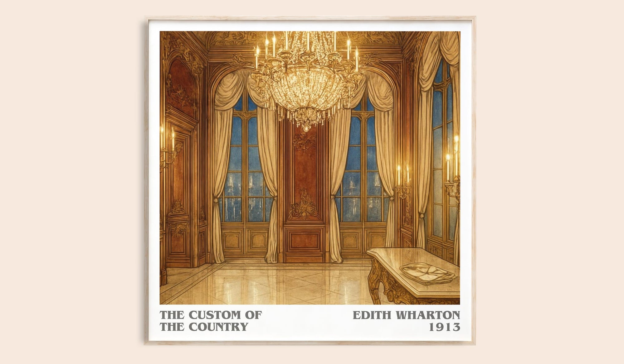 The Custom Of The Country literary book poster by Edith Wharton – framed literary art print