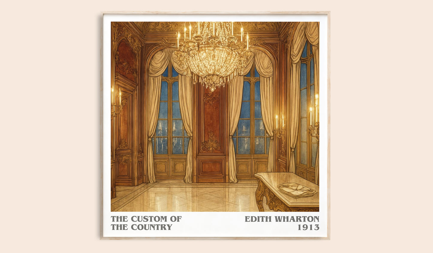The Custom Of The Country literary book poster by Edith Wharton – framed literary art print