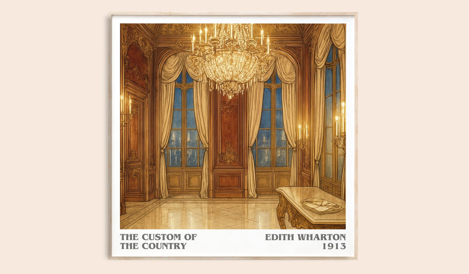 The Custom Of The Country literary book poster by Edith Wharton – framed literary art print