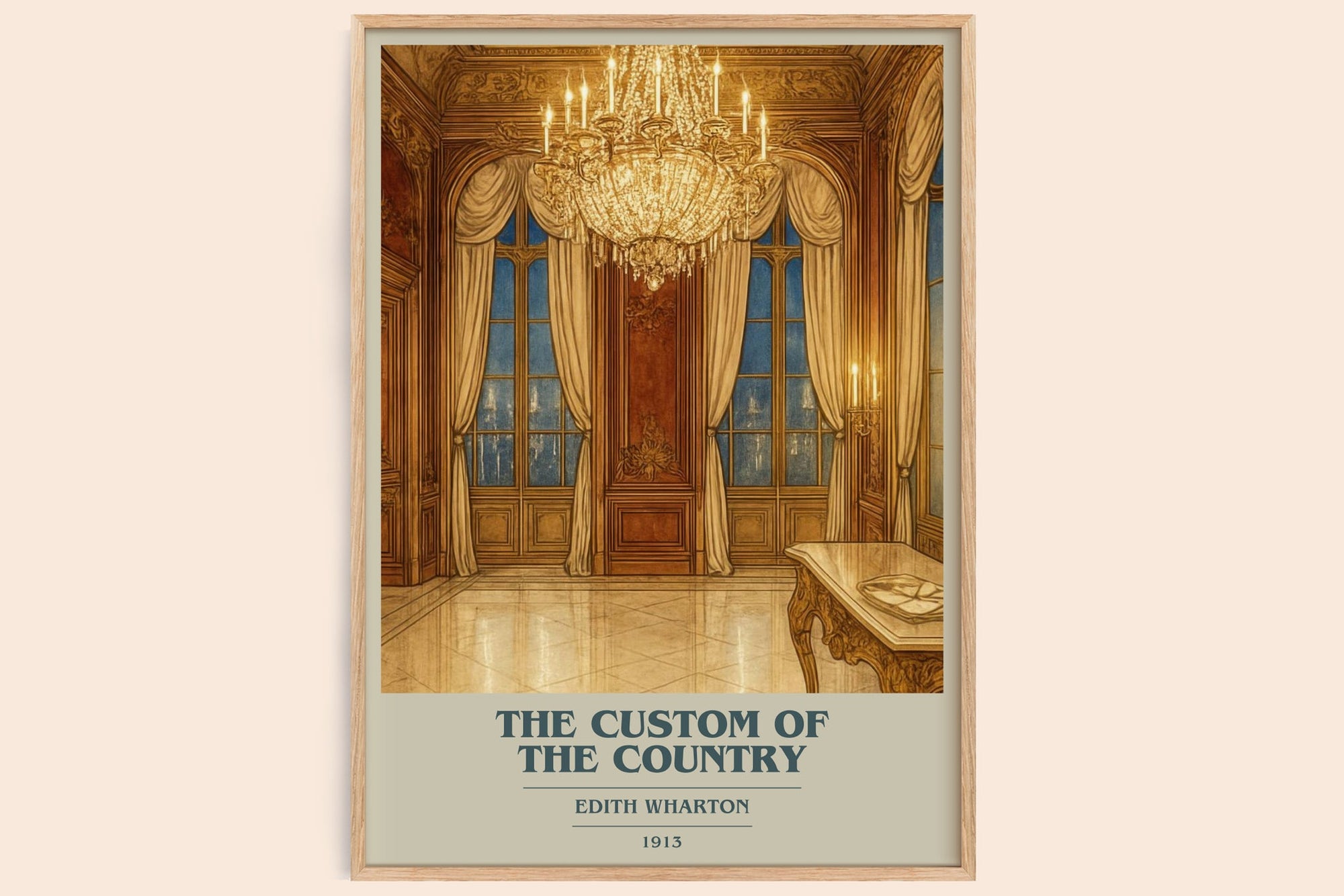 The Custom Of The Country book cover book poster by Edith Wharton – framed literary art print