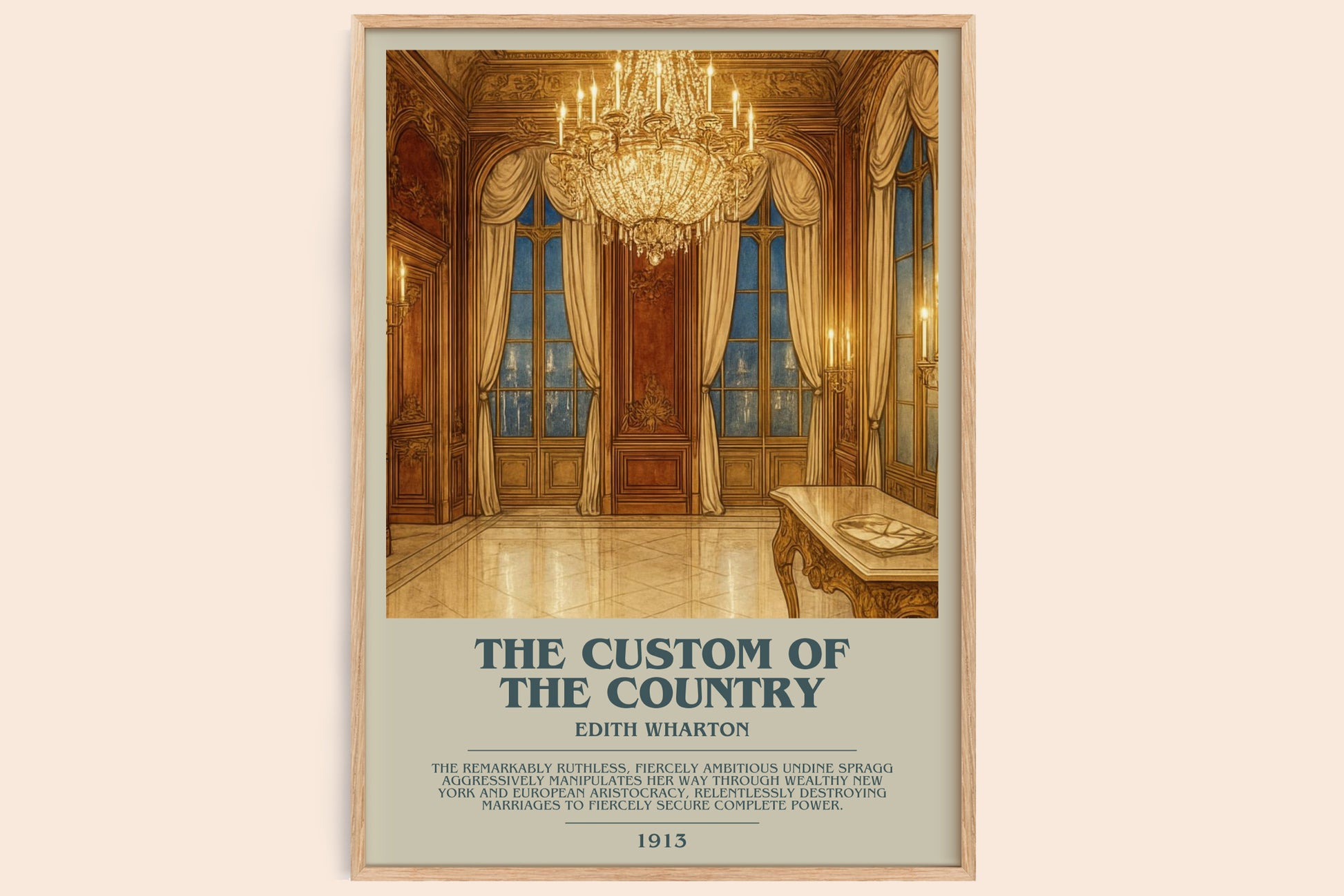 The Custom Of The Country bookish book poster by Edith Wharton – framed literary art print