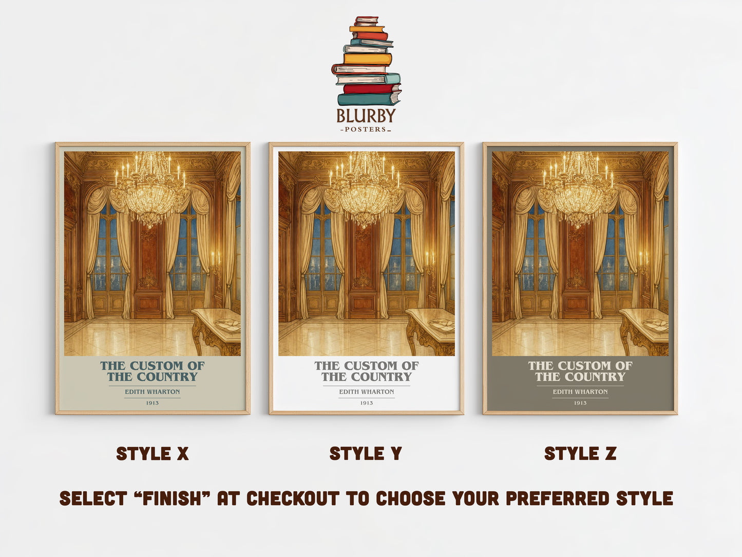 The Custom Of The Country book cover print in frame leaning in hallway – classic literature wall art