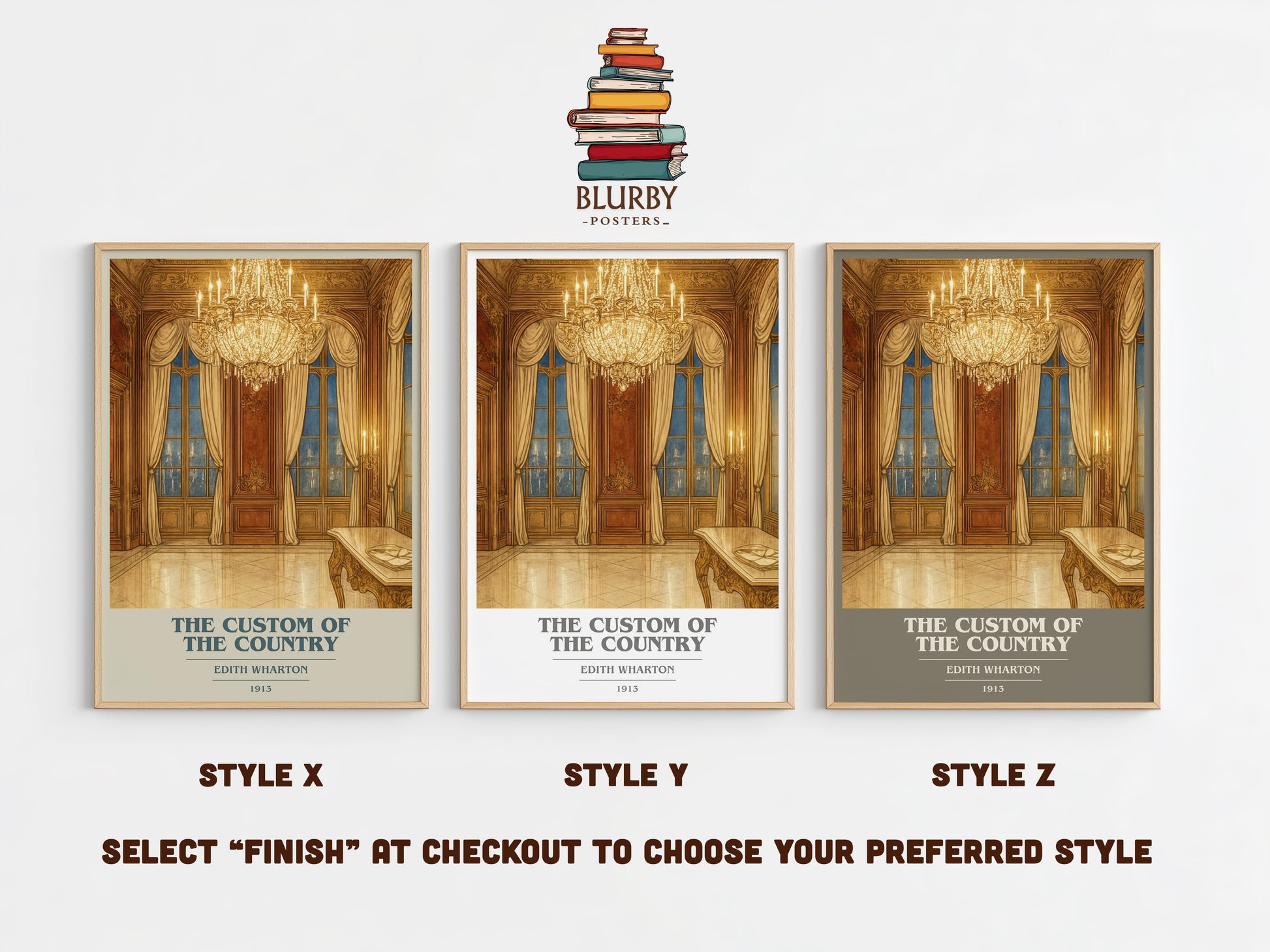 The Custom Of The Country book cover print in frame leaning in hallway – classic literature wall art