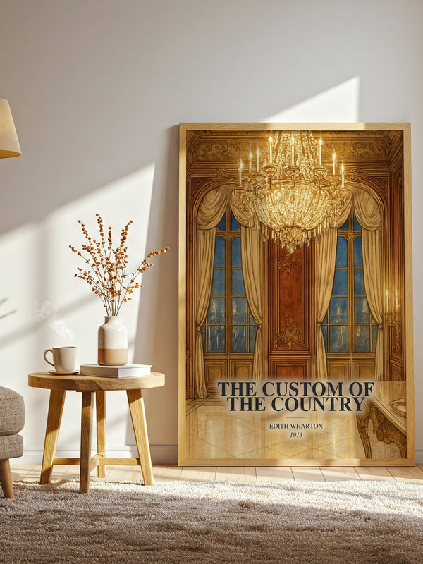 The Custom Of The Country watercolour print in frame leaning in hallway – classic literature wall art