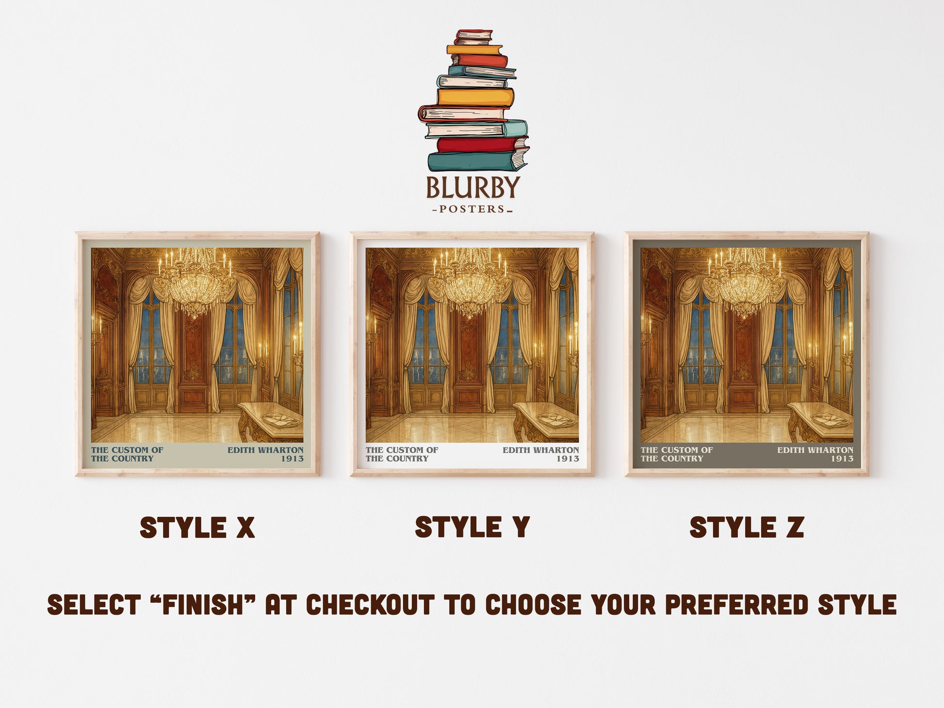 The Custom Of The Country literary print in frame leaning in hallway – classic literature wall art