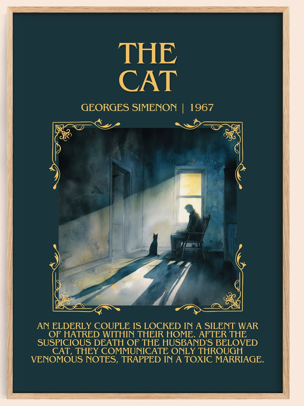 The Cat Minimalist Book Poster by Georges Simenon – book poster