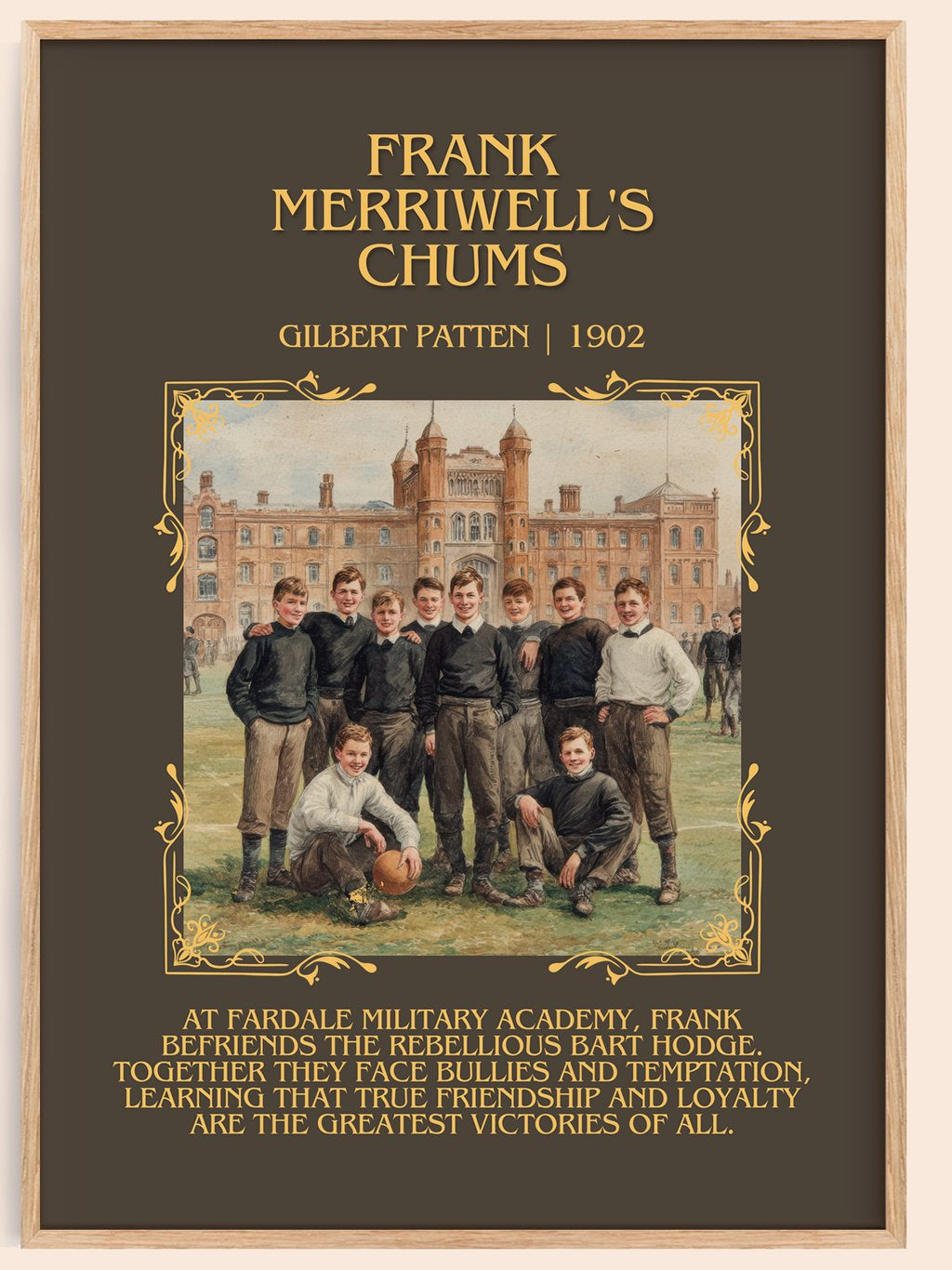 Frank Merriwell'S Chums Minimalist Book Poster by Gilbert Patten – book poster
