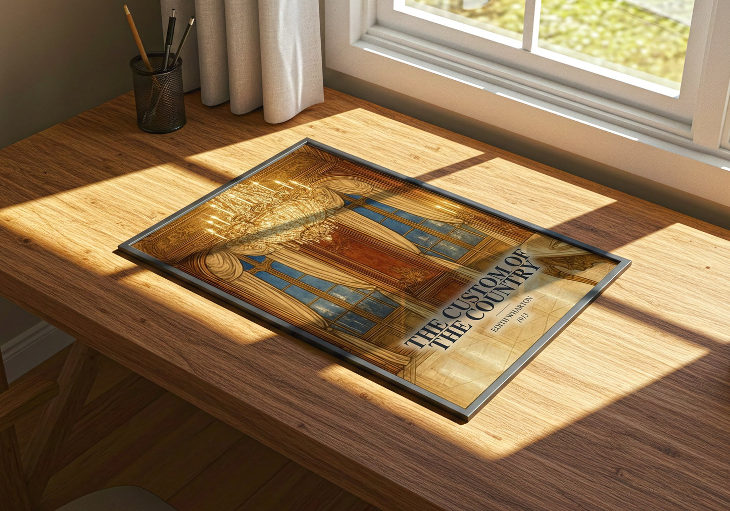 The Custom Of The Country watercolour book poster framed on wall – classic literature wall art