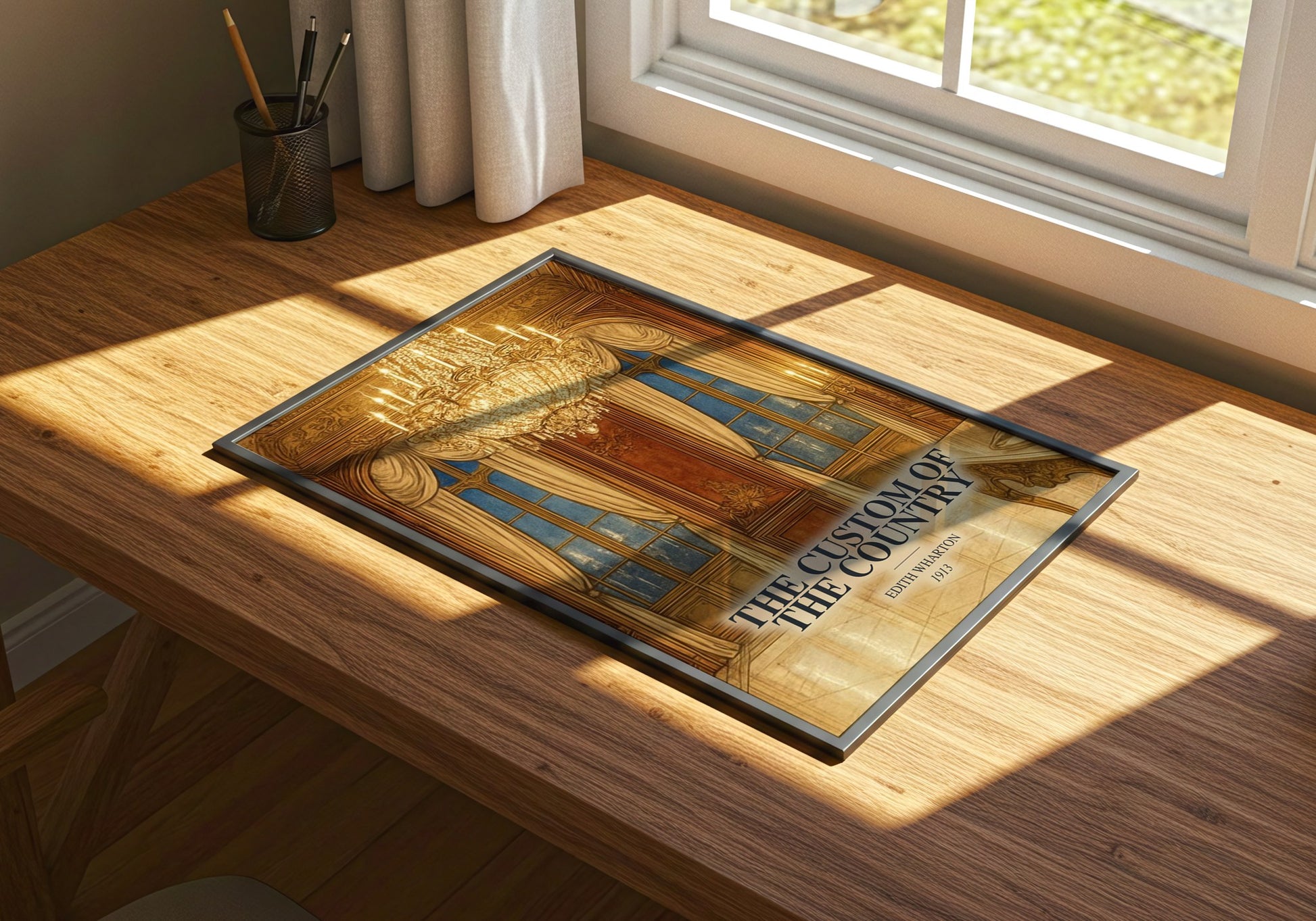 The Custom Of The Country watercolour book poster framed on wall – classic literature wall art