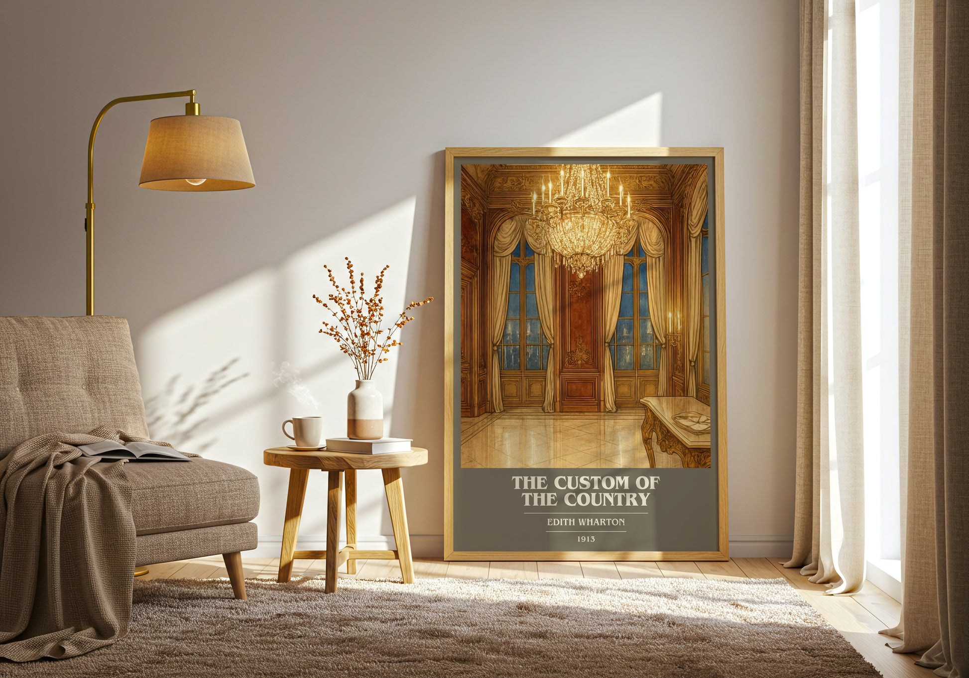 The Custom Of The Country book cover print on bookshelf – Edith Wharton fan gift