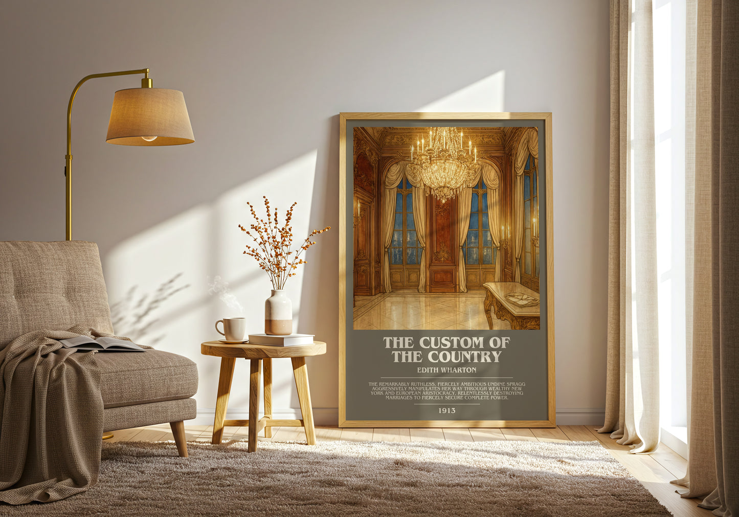 The Custom Of The Country bookish print on bookshelf – Edith Wharton fan gift