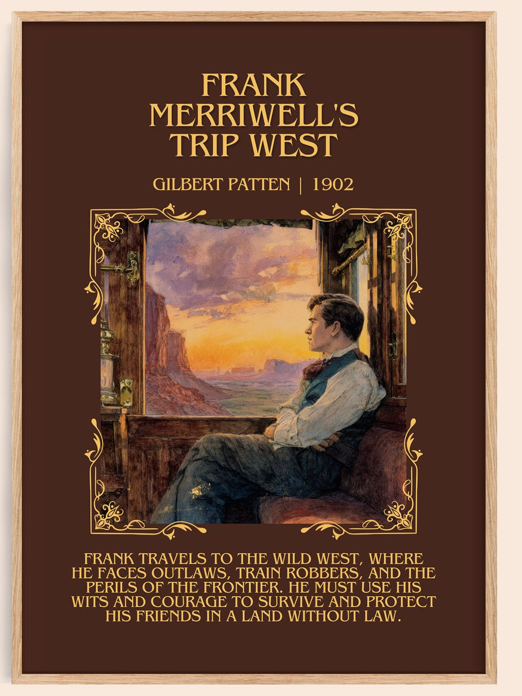 Frank Merriwell'S Trip West Minimalist Book Poster by Gilbert Patten – book poster