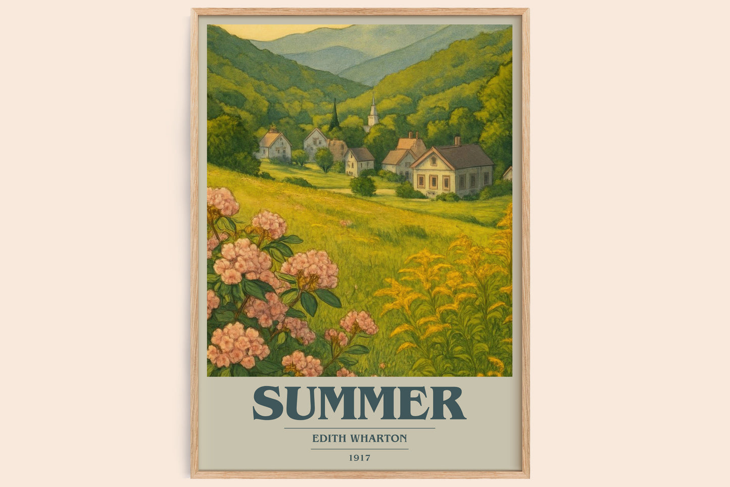 Summer book cover book poster by Edith Wharton – framed literary art print