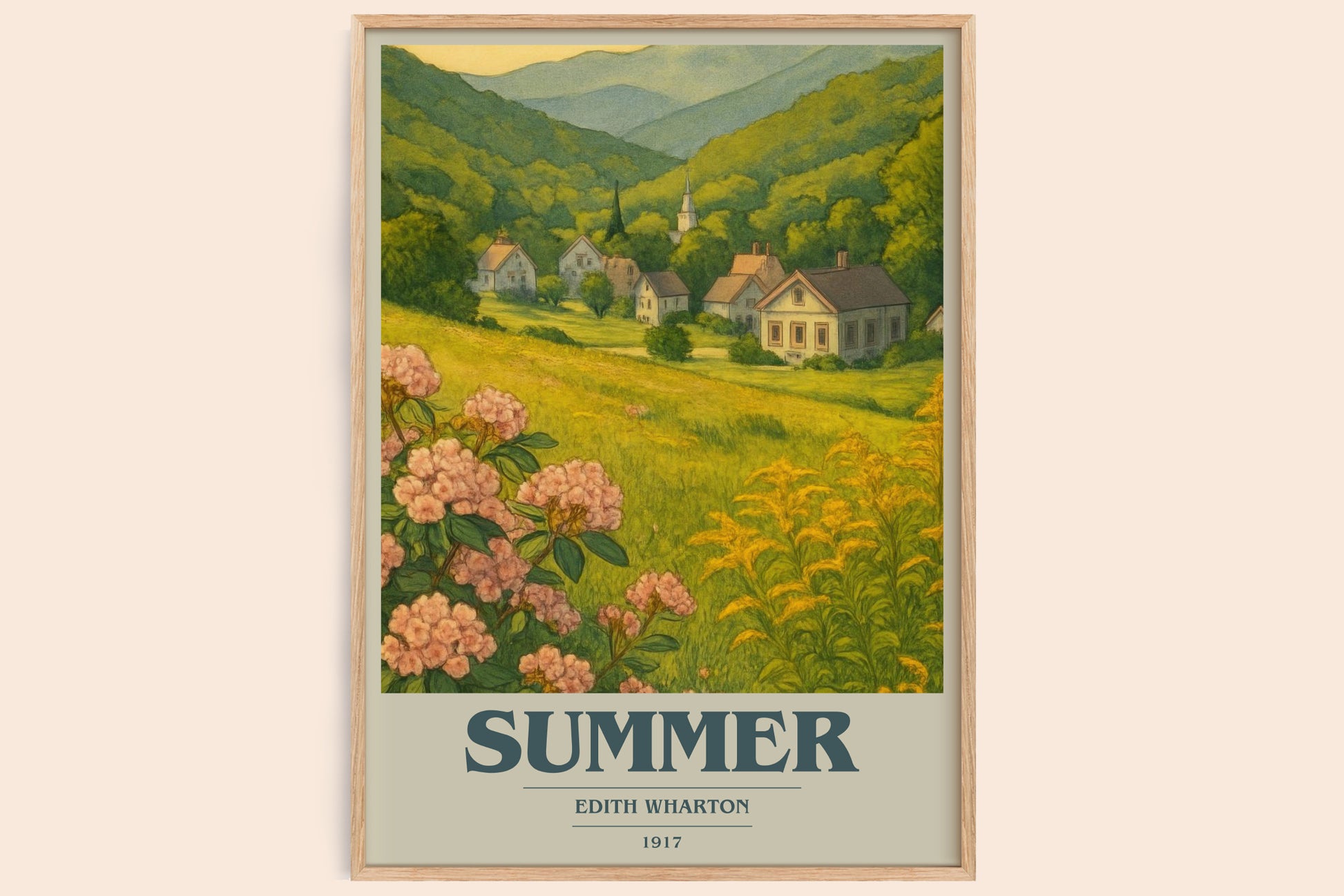 Summer book cover book poster by Edith Wharton – framed literary art print