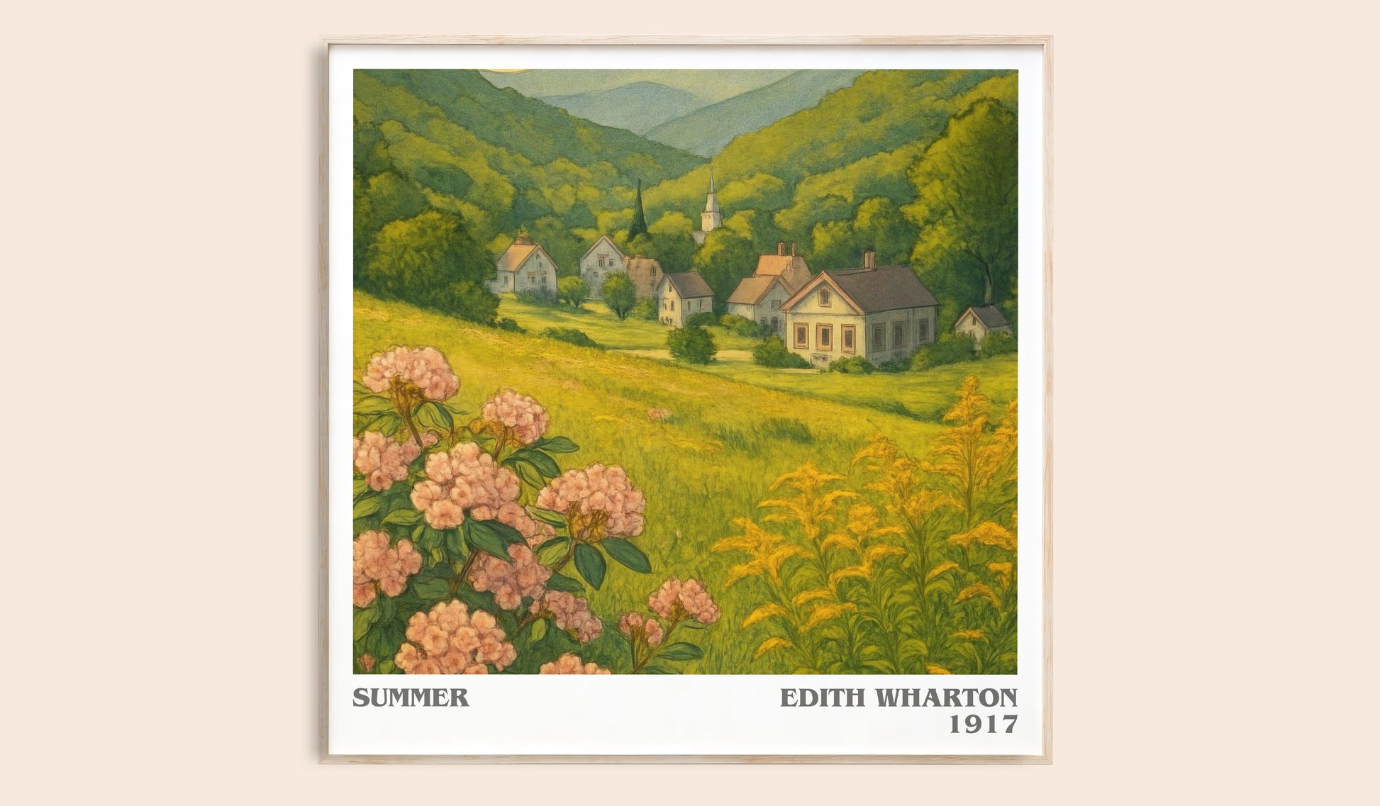Summer literary book poster by Edith Wharton – framed literary art print