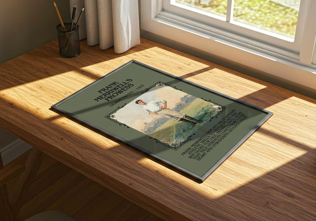 Frank Merriwell'S Prowess Minimalist Book Poster by Gilbert Patten – print on a sunlit desk