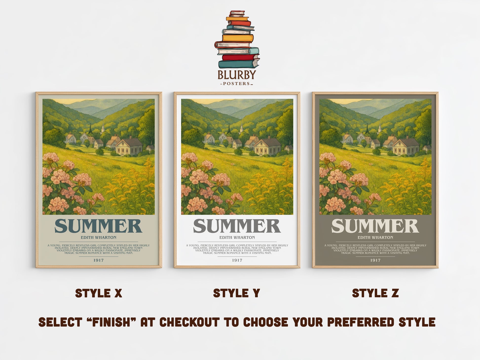 Summer bookish print in frame leaning in hallway – romance wall art