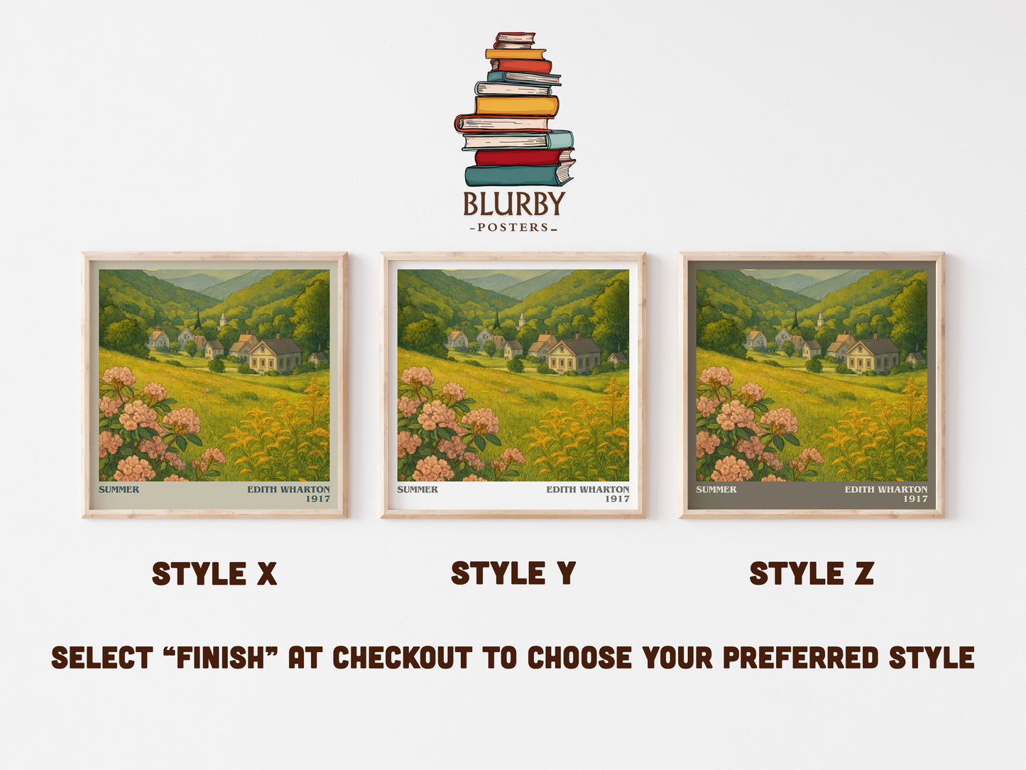 Summer literary print in frame leaning in hallway – romance wall art