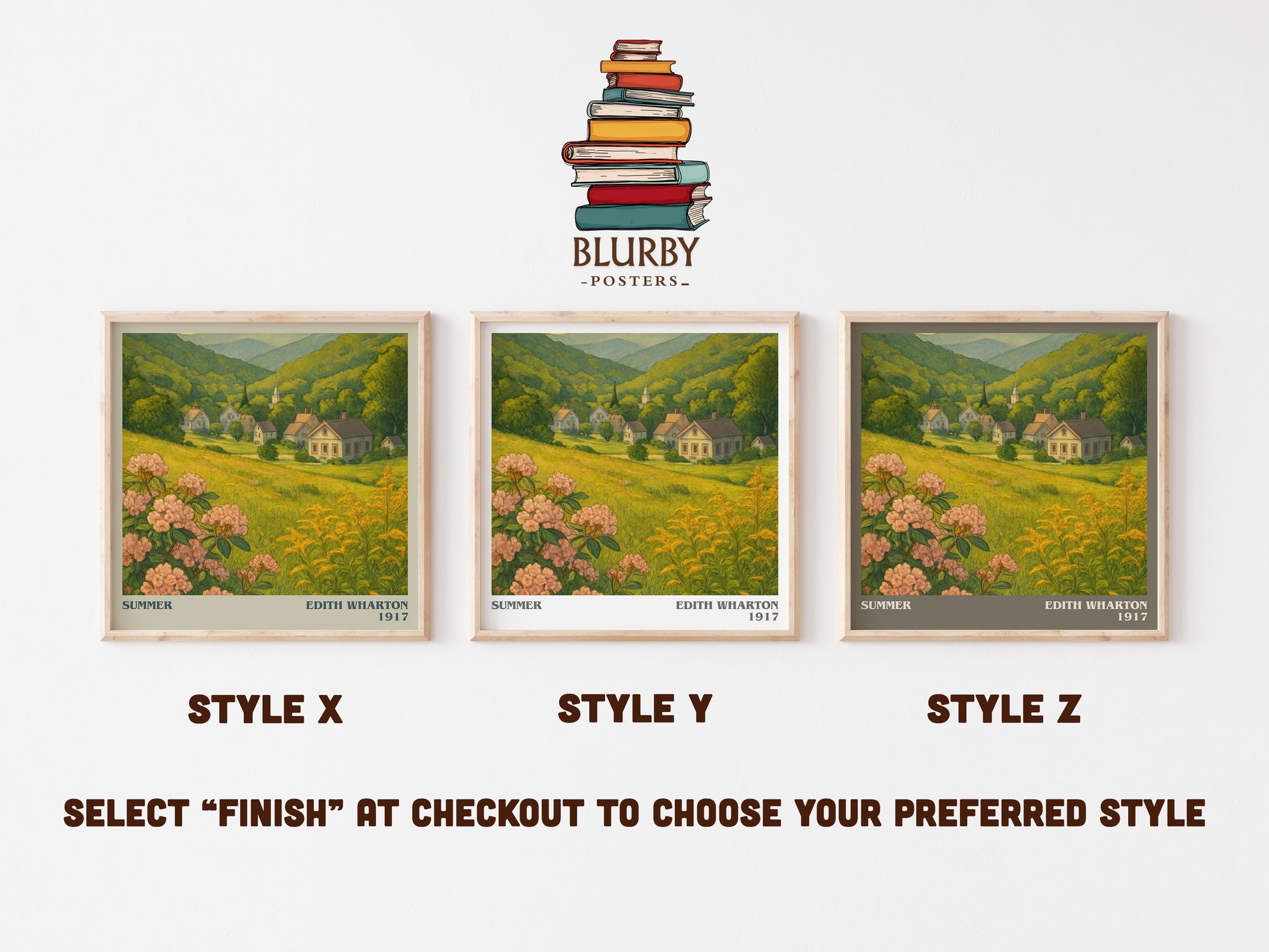 Summer literary print in frame leaning in hallway – romance wall art
