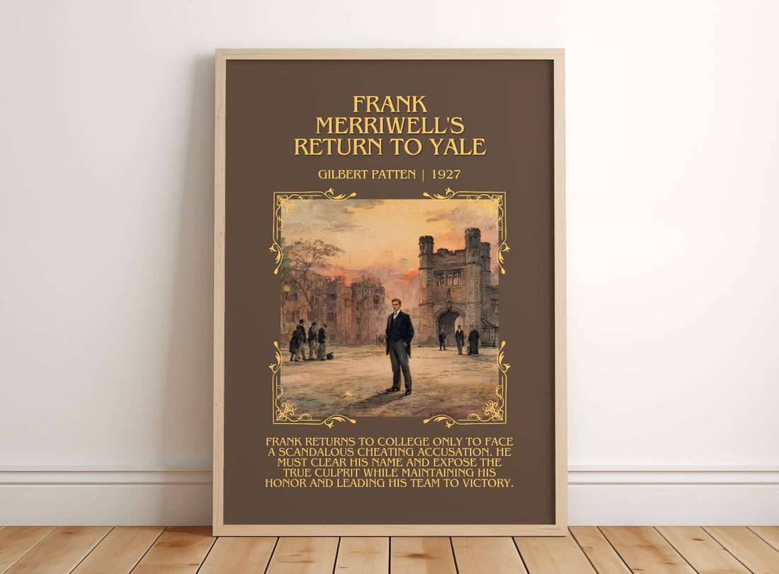 Frank Merriwell'S Return To Yale Minimalist Book Poster by G. Patten – framed print leaning on a wooden floor
