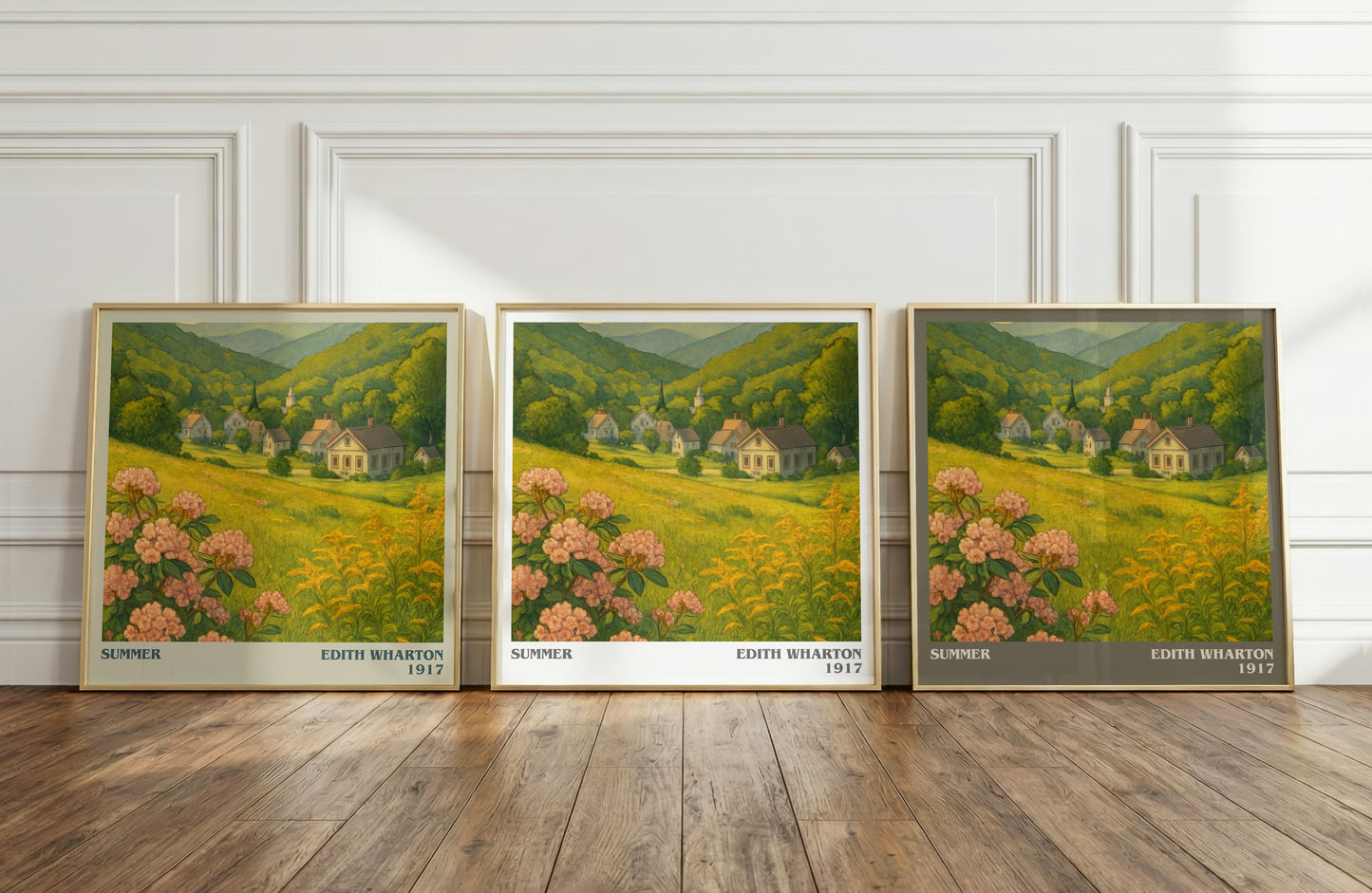 Summer literary art print colour and style options – Edith Wharton book art