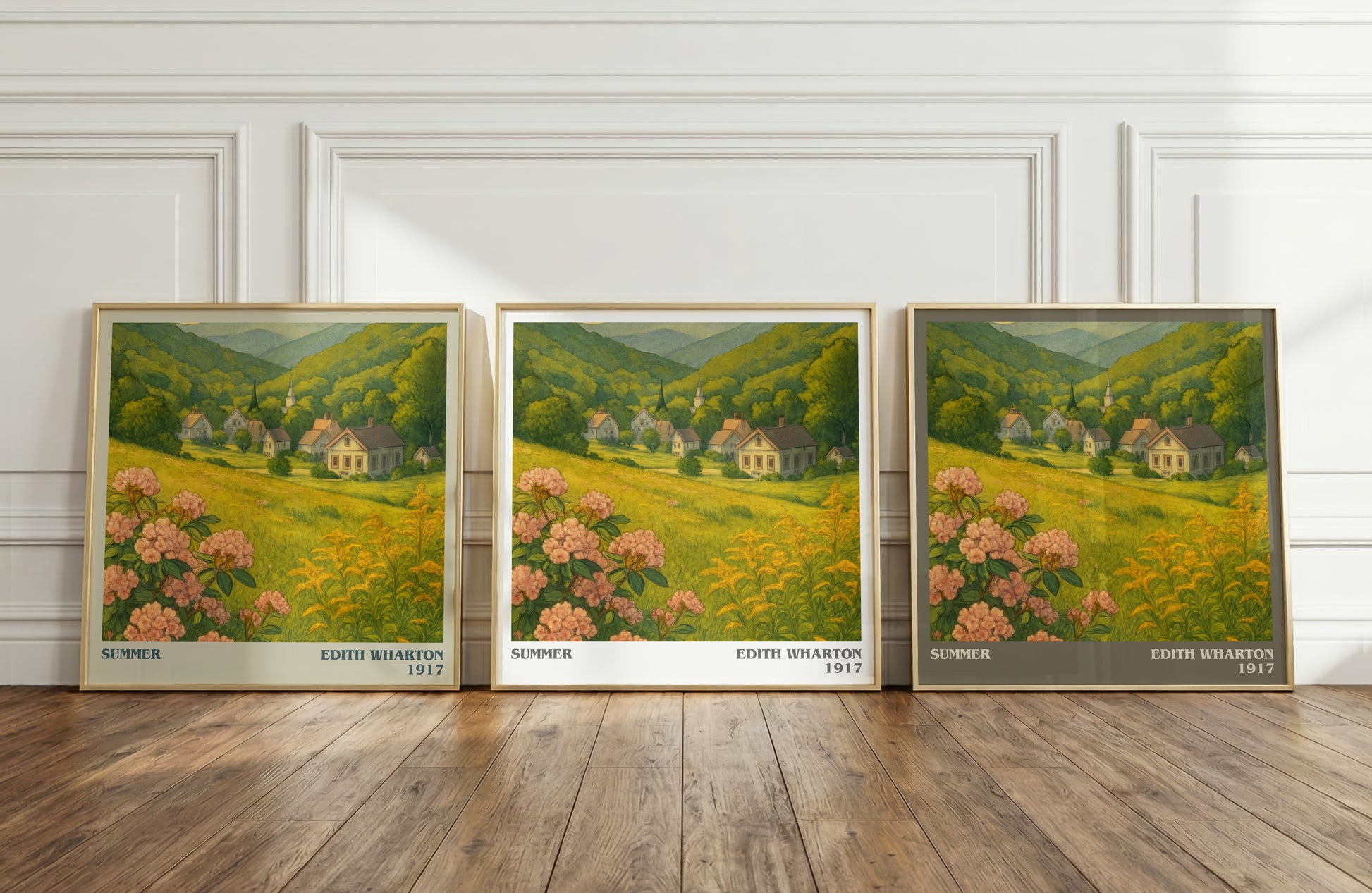 Summer literary art print colour and style options – Edith Wharton book art