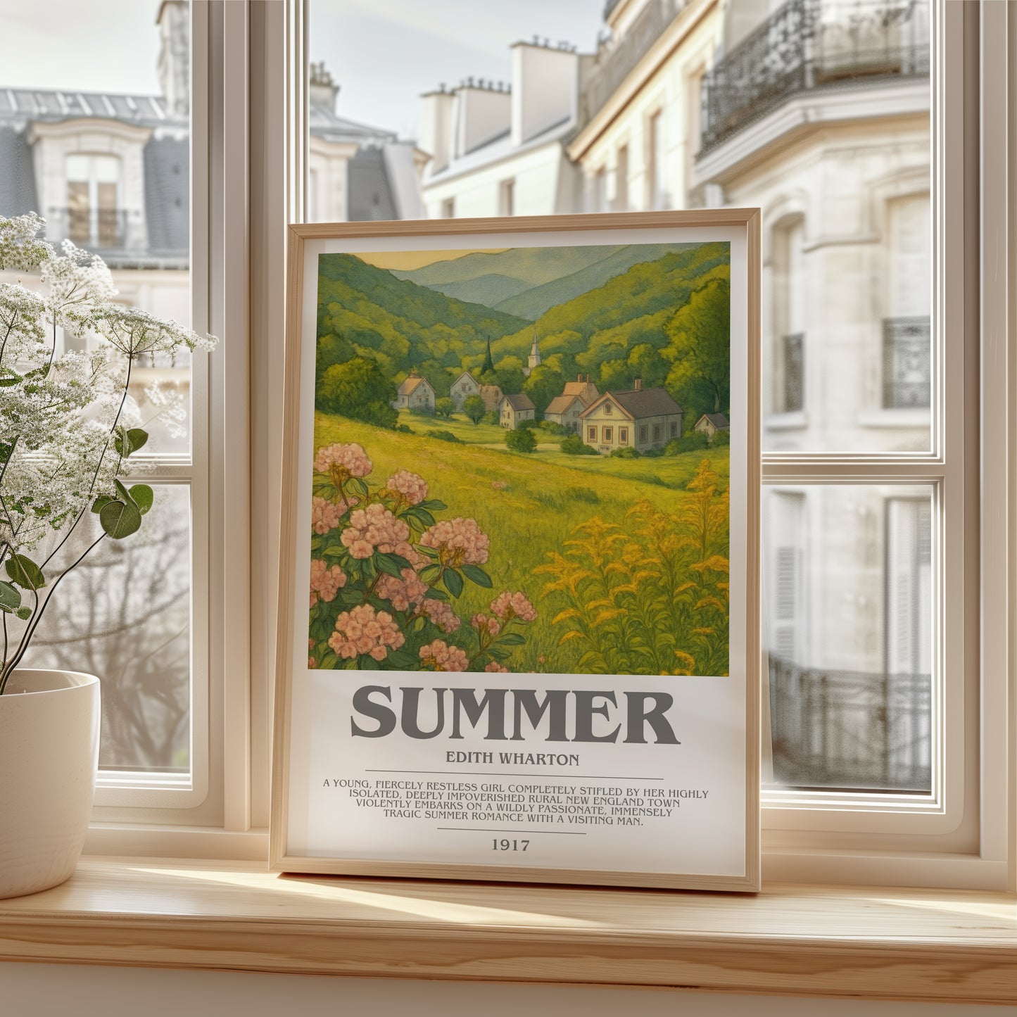 Summer bookish poster colour and style options – Edith Wharton book art
