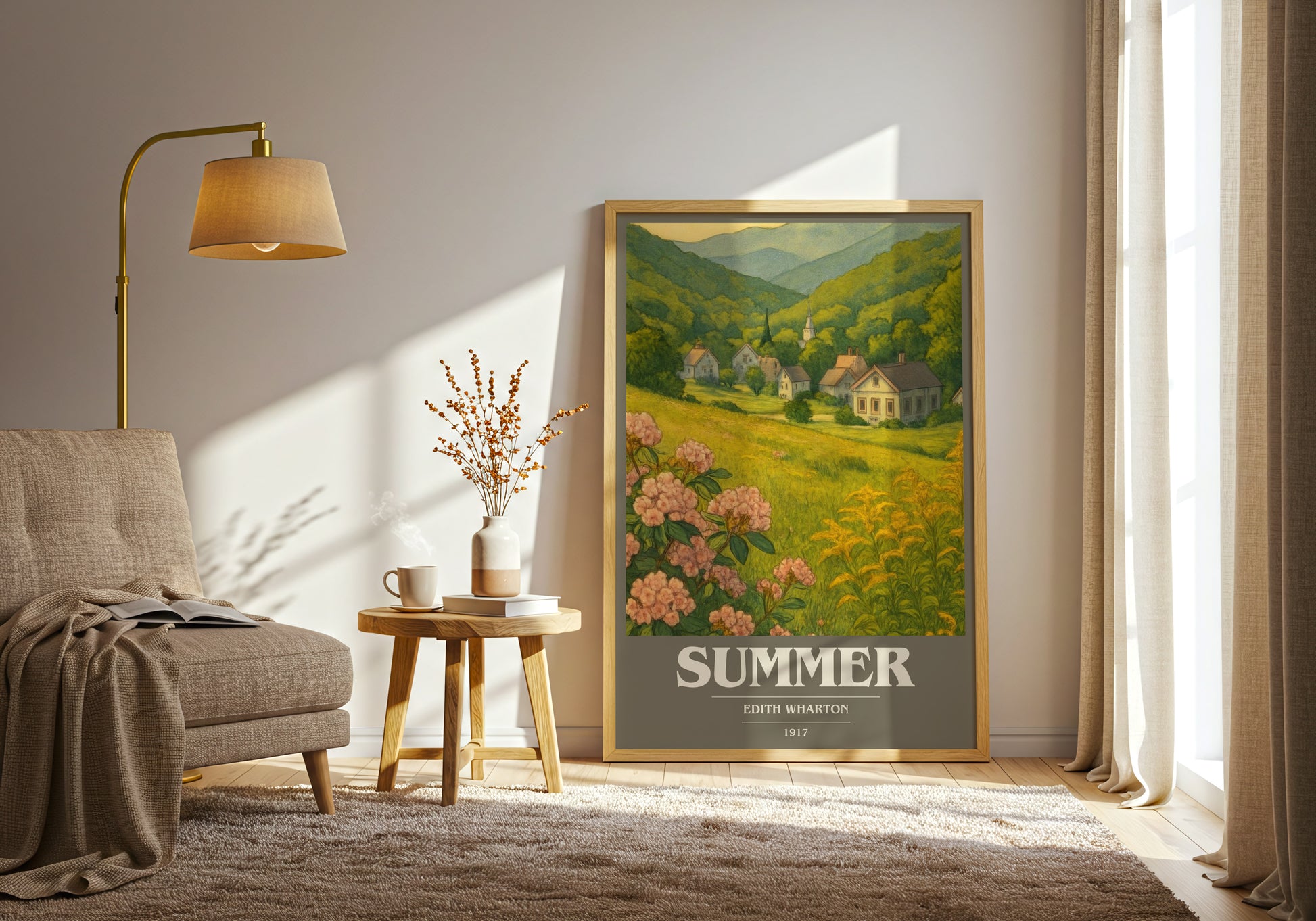 Summer book cover print on bookshelf – Edith Wharton fan gift