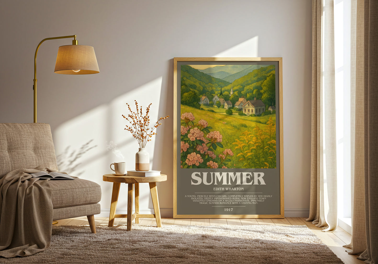 Summer bookish print on bookshelf – Edith Wharton fan gift
