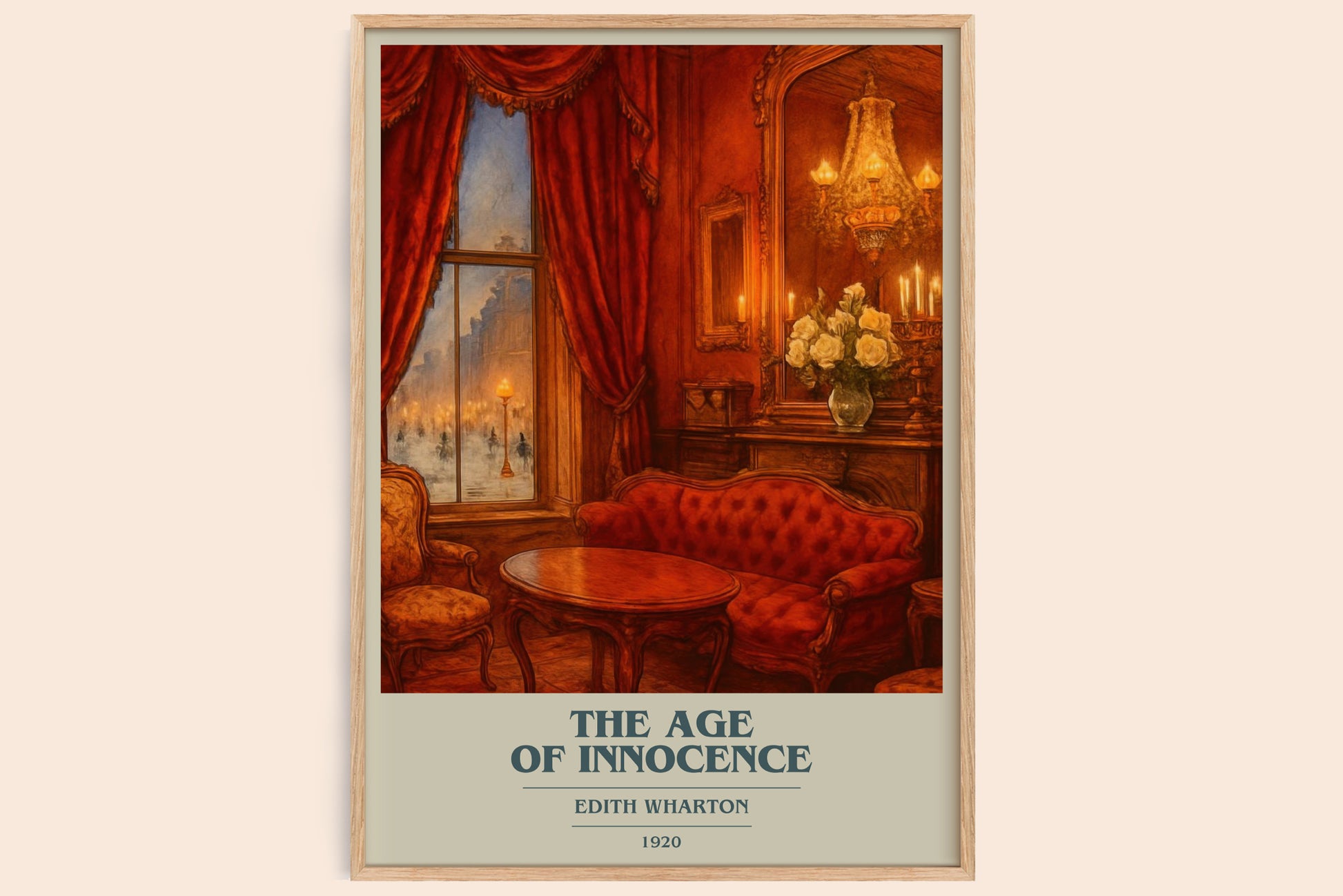 The Age Of Innocence book cover book poster by Edith Wharton – framed literary art print