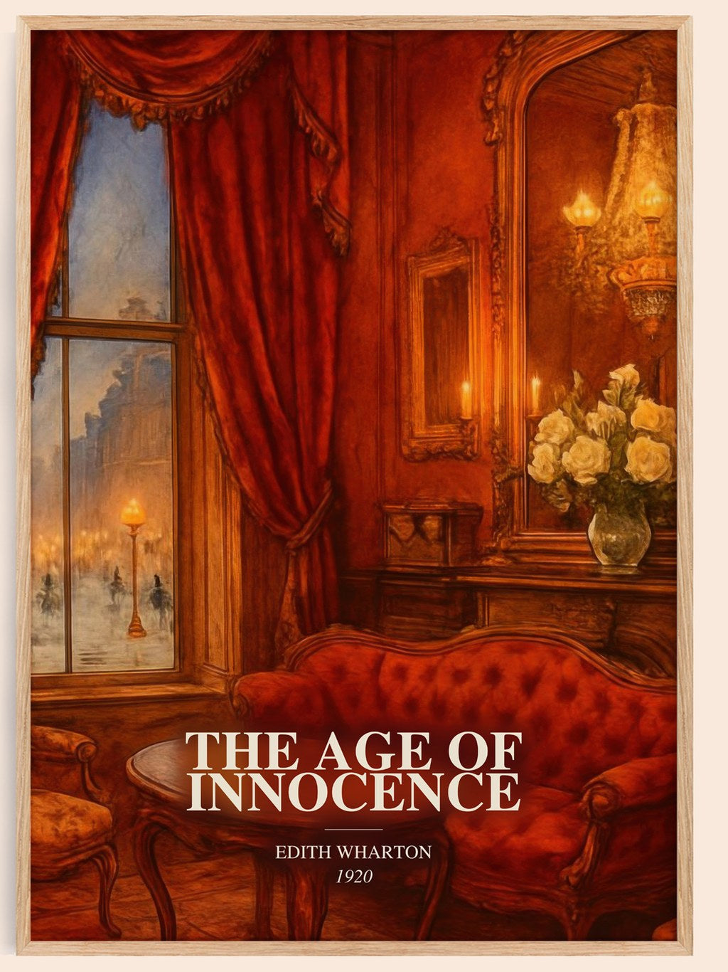The Age Of Innocence watercolour book poster by Edith Wharton – framed literary art print