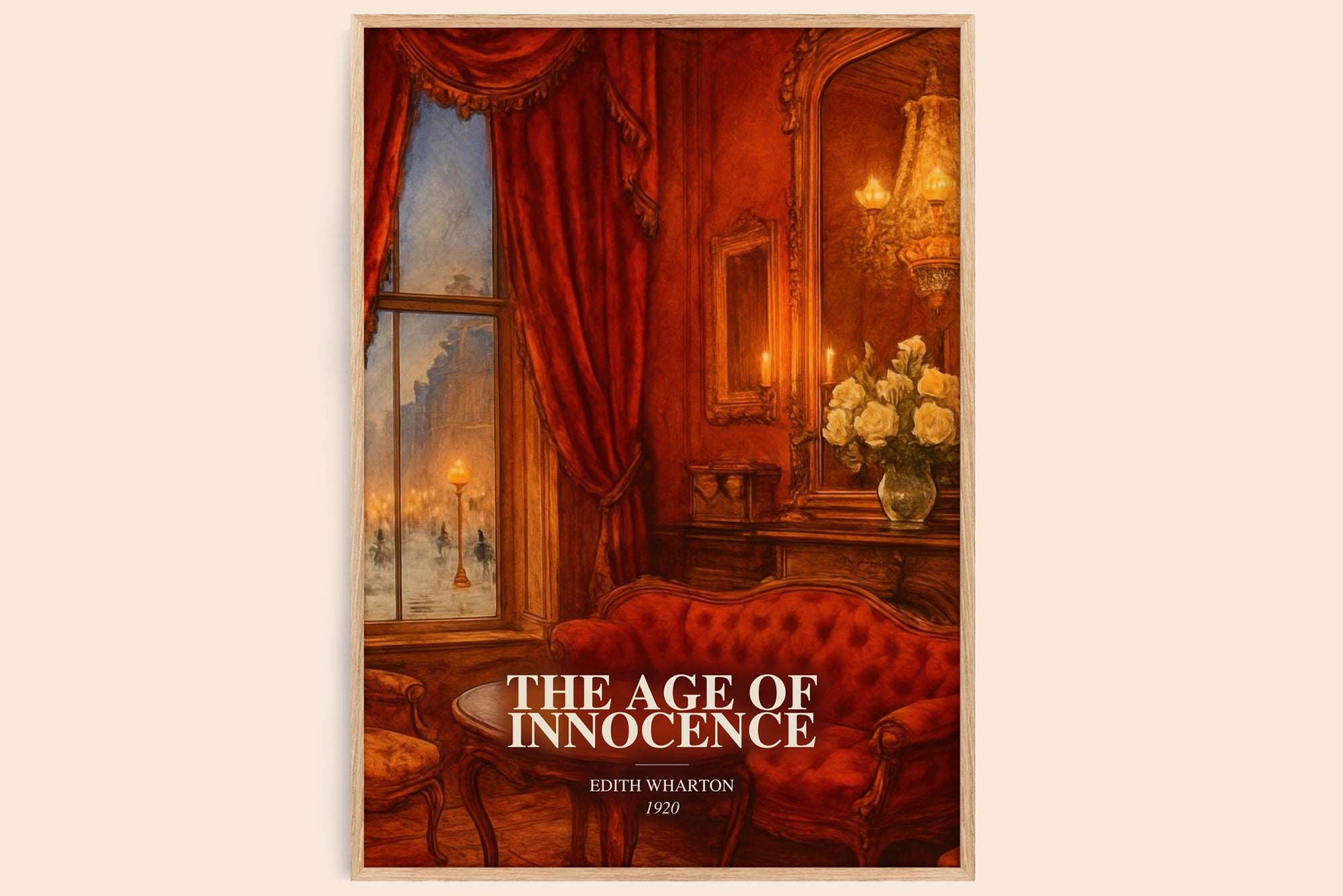 The Age Of Innocence watercolour book poster by Edith Wharton – framed literary art print