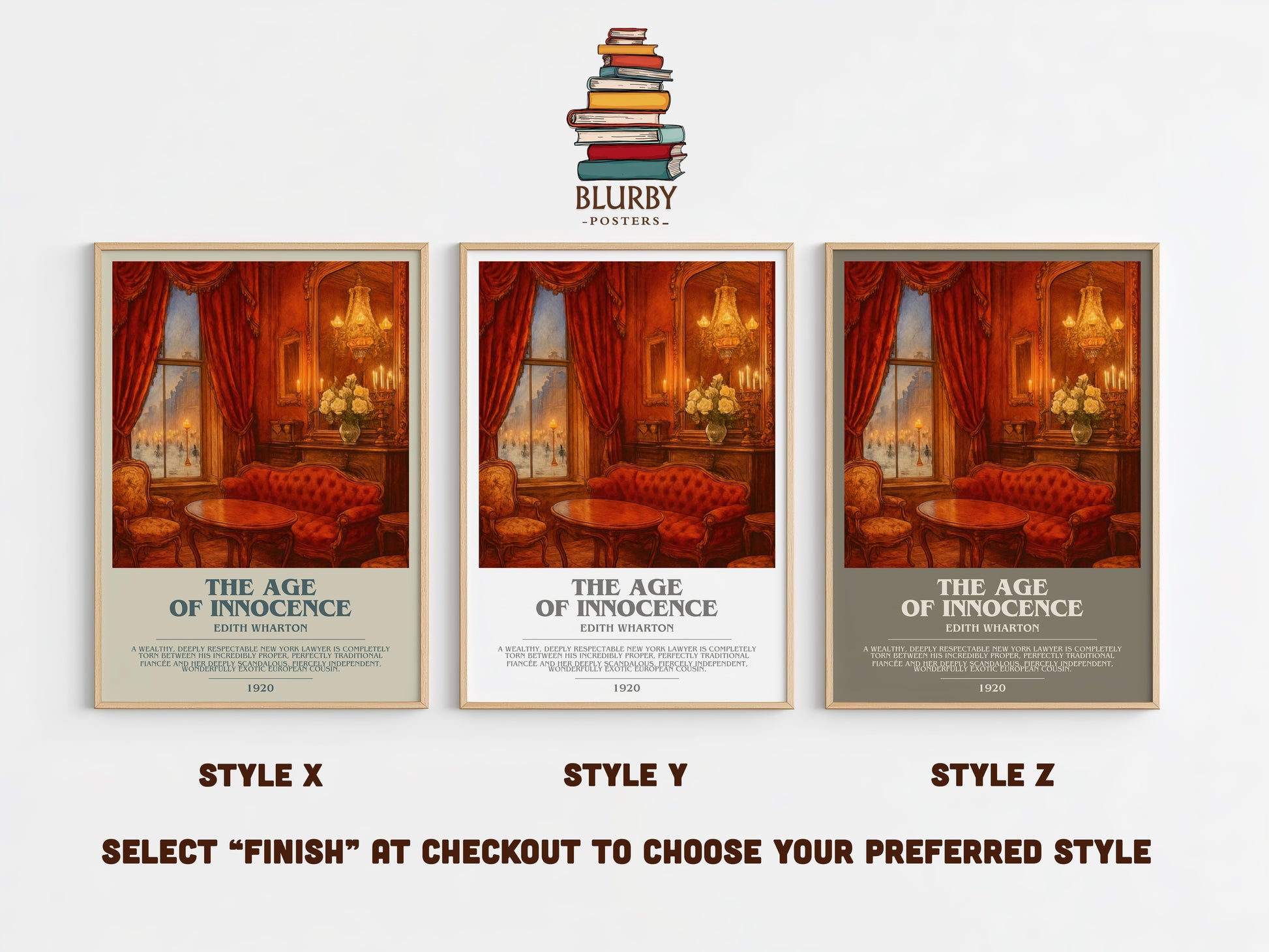 The Age Of Innocence bookish print in frame leaning in hallway – classic literature wall art