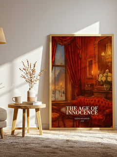 The Age Of Innocence watercolour print in frame leaning in hallway – classic literature wall art