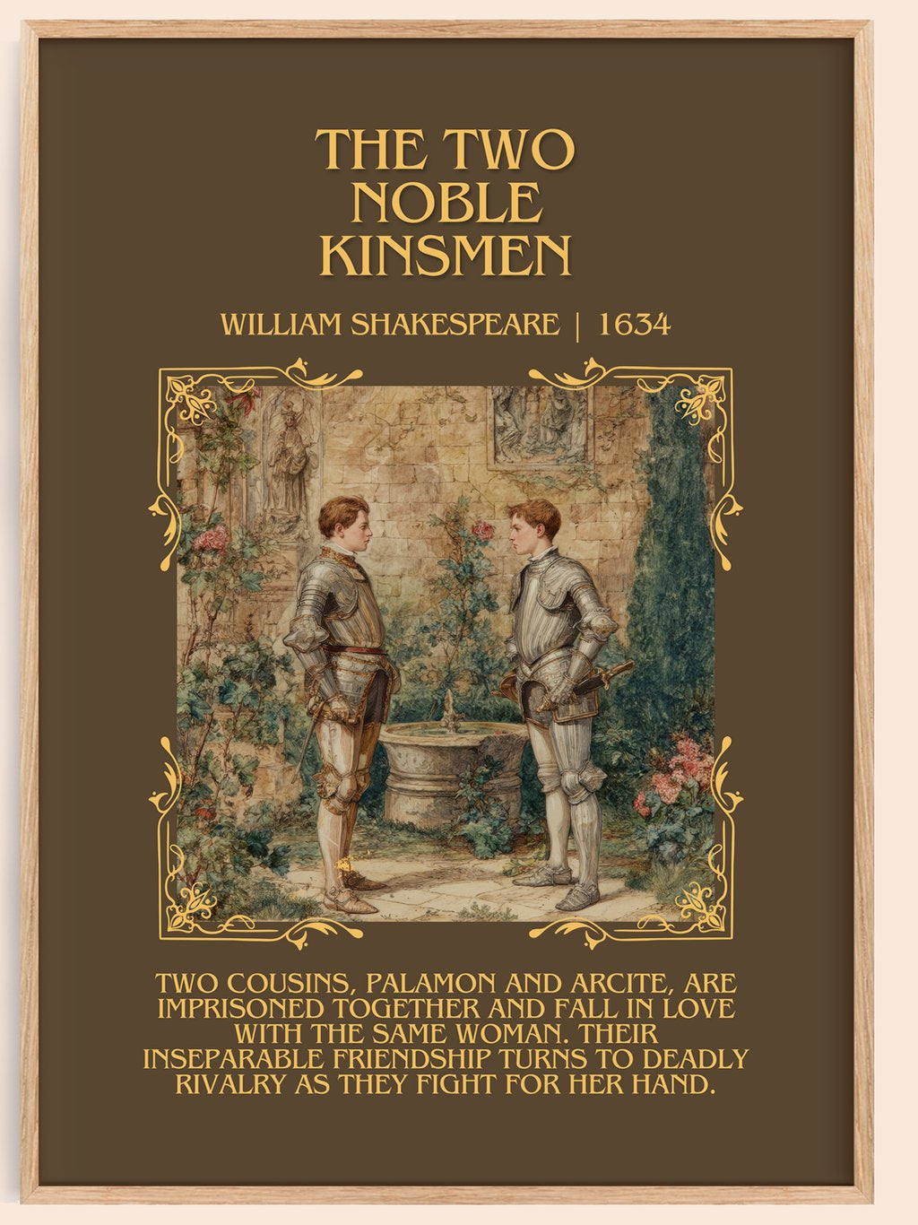 The Two Noble Kinsmen Minimalist Book Poster by William Shakespeare – book poster