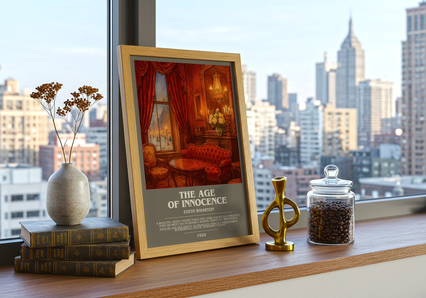 The Age Of Innocence bookish print framed by window – literary home decor