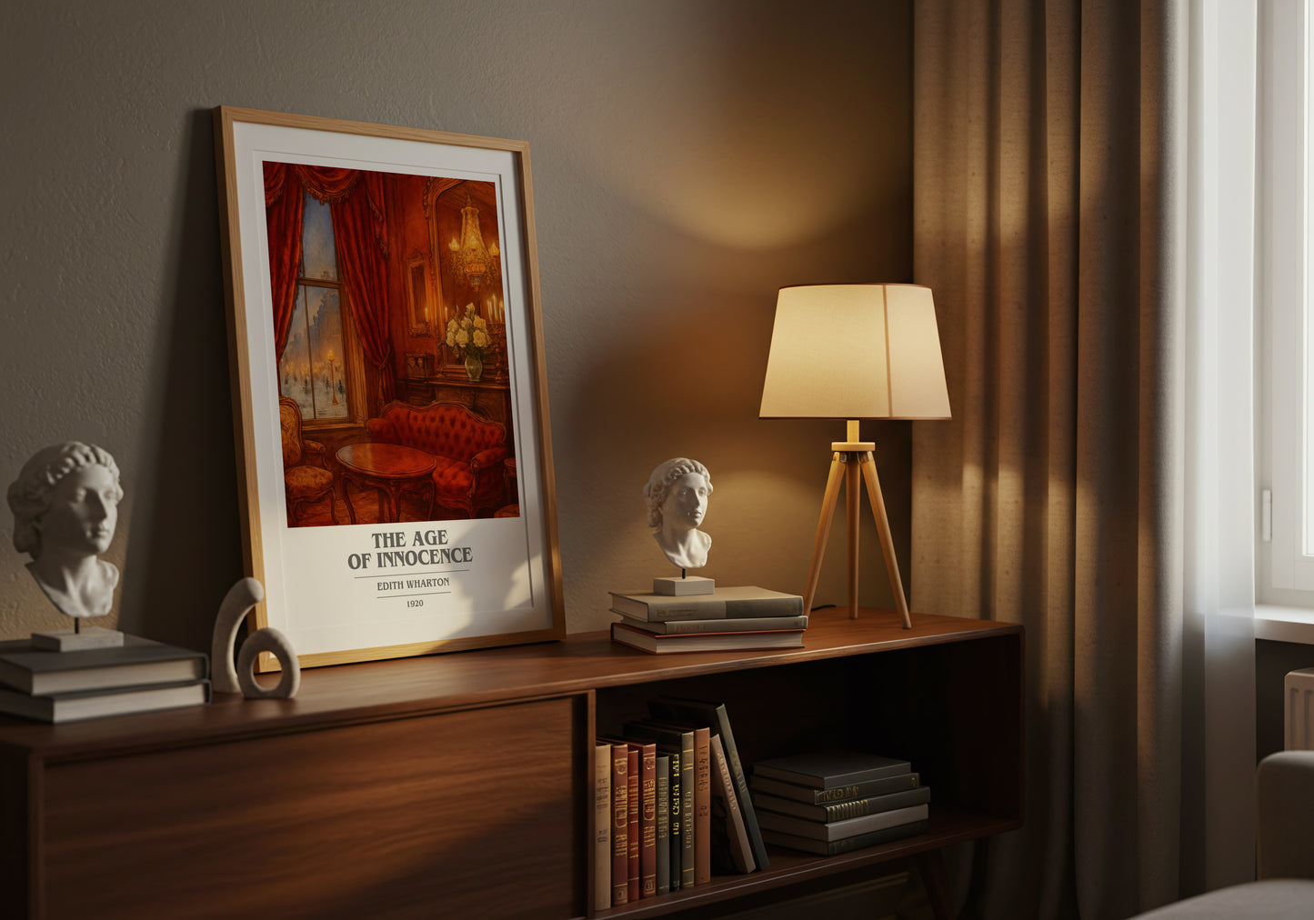 The Age Of Innocence book cover book poster framed on wall – classic literature wall art